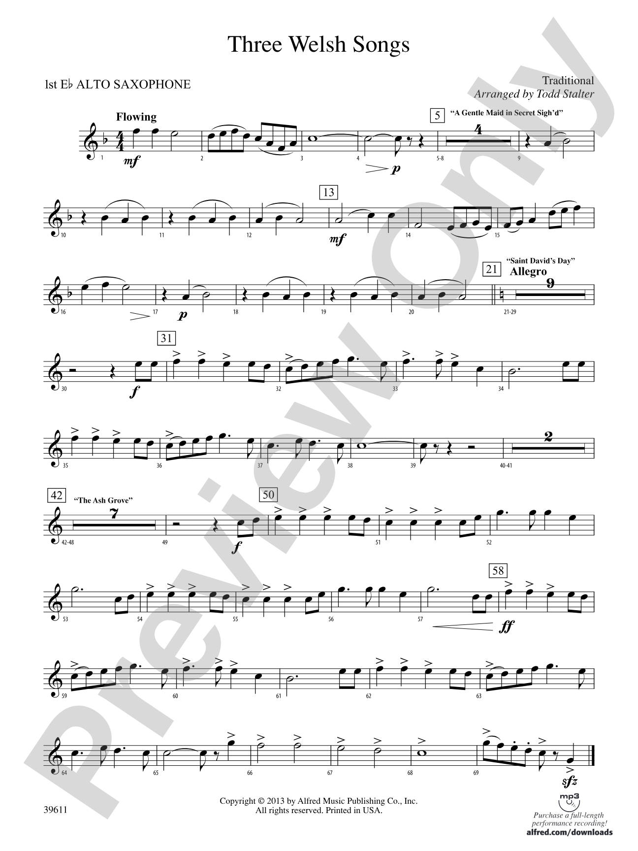 Three Welsh Songs: E-flat Alto Saxophone