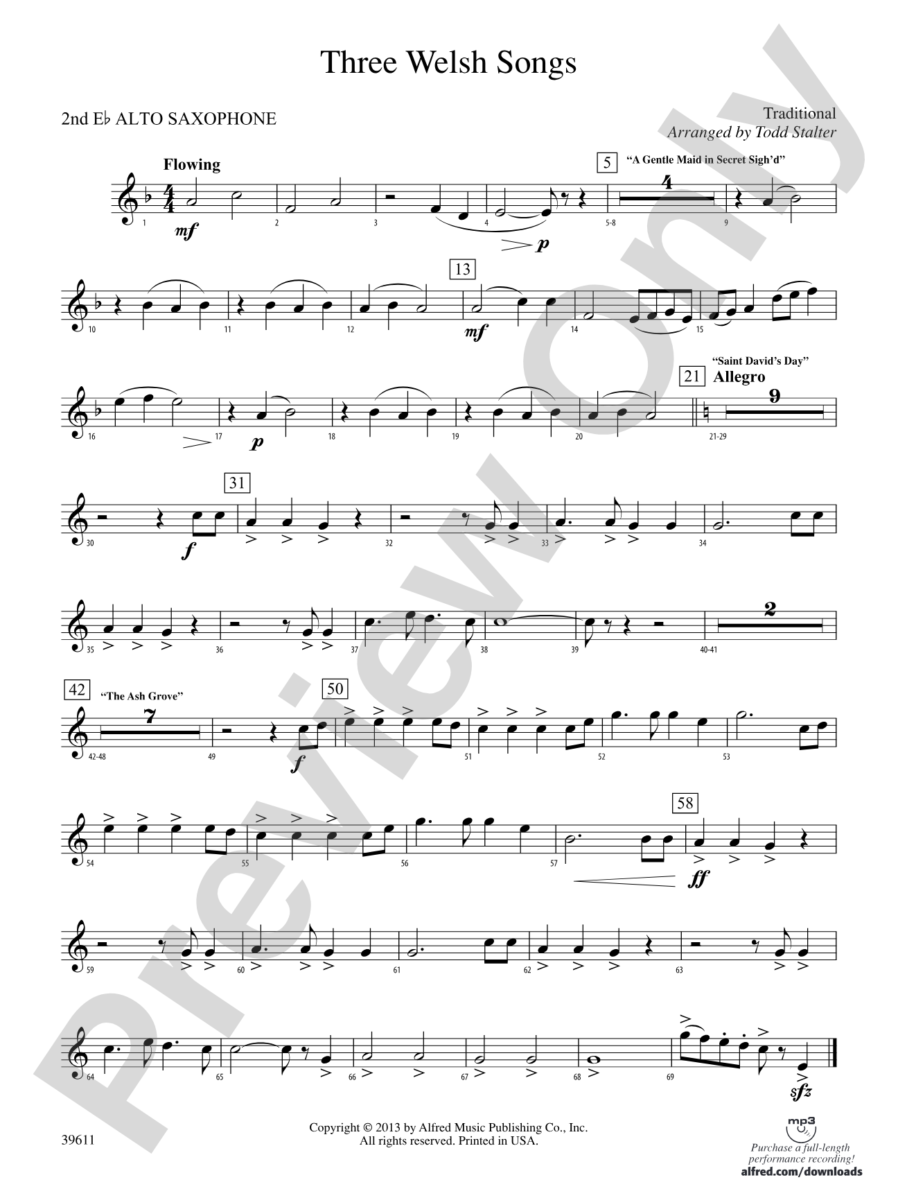 Three Welsh Songs: 2nd E-flat Alto Saxophone