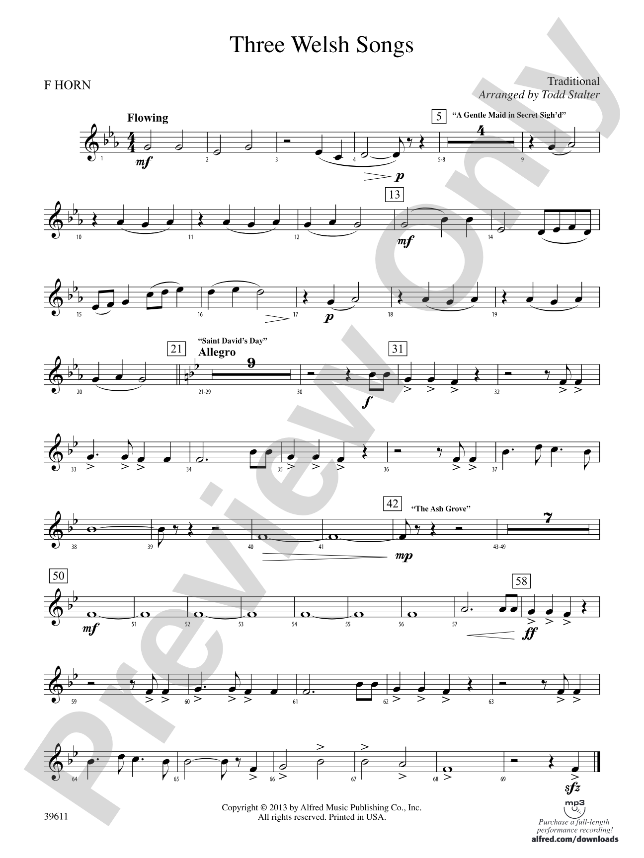 Three Welsh Songs: 1st F Horn