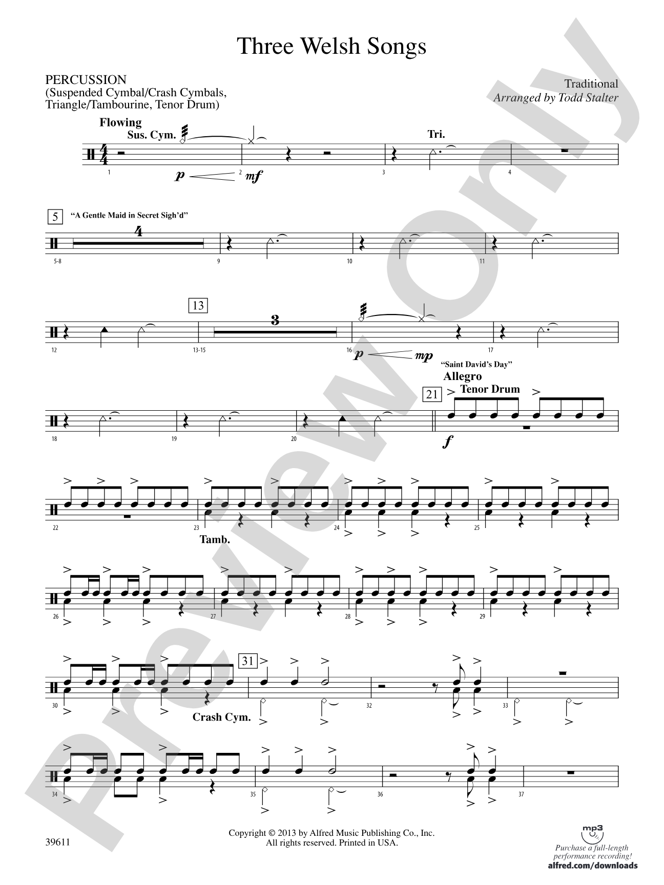 Three Welsh Songs: 1st Percussion