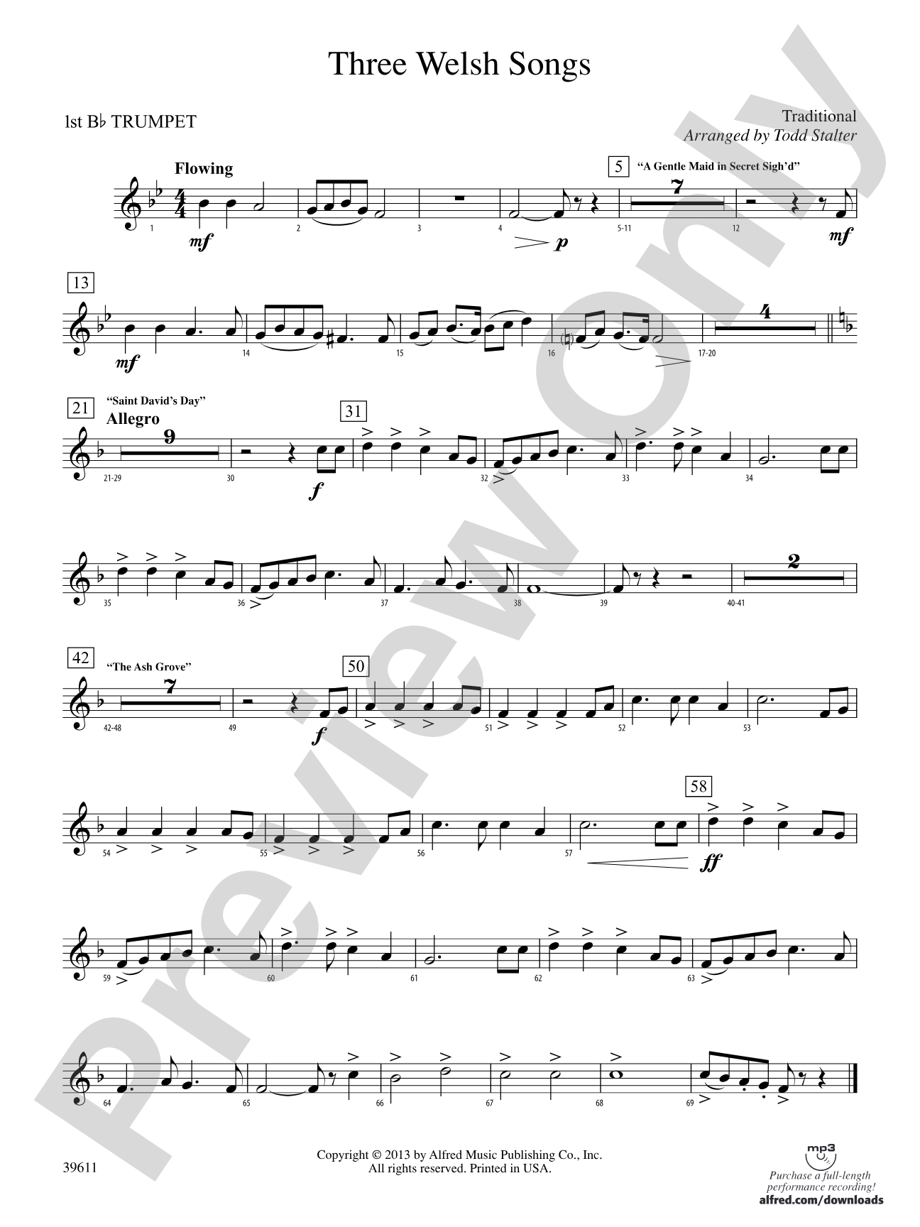 Three Welsh Songs: 1st B-flat Trumpet