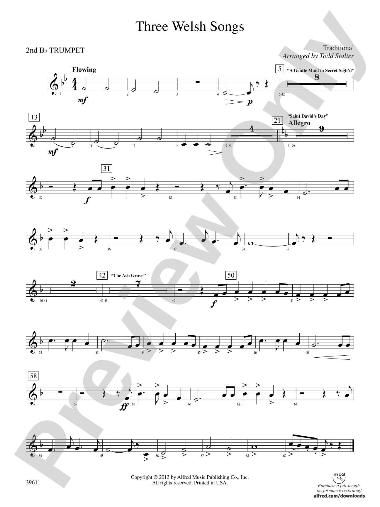 Three Welsh Songs: 2nd B-flat Trumpet