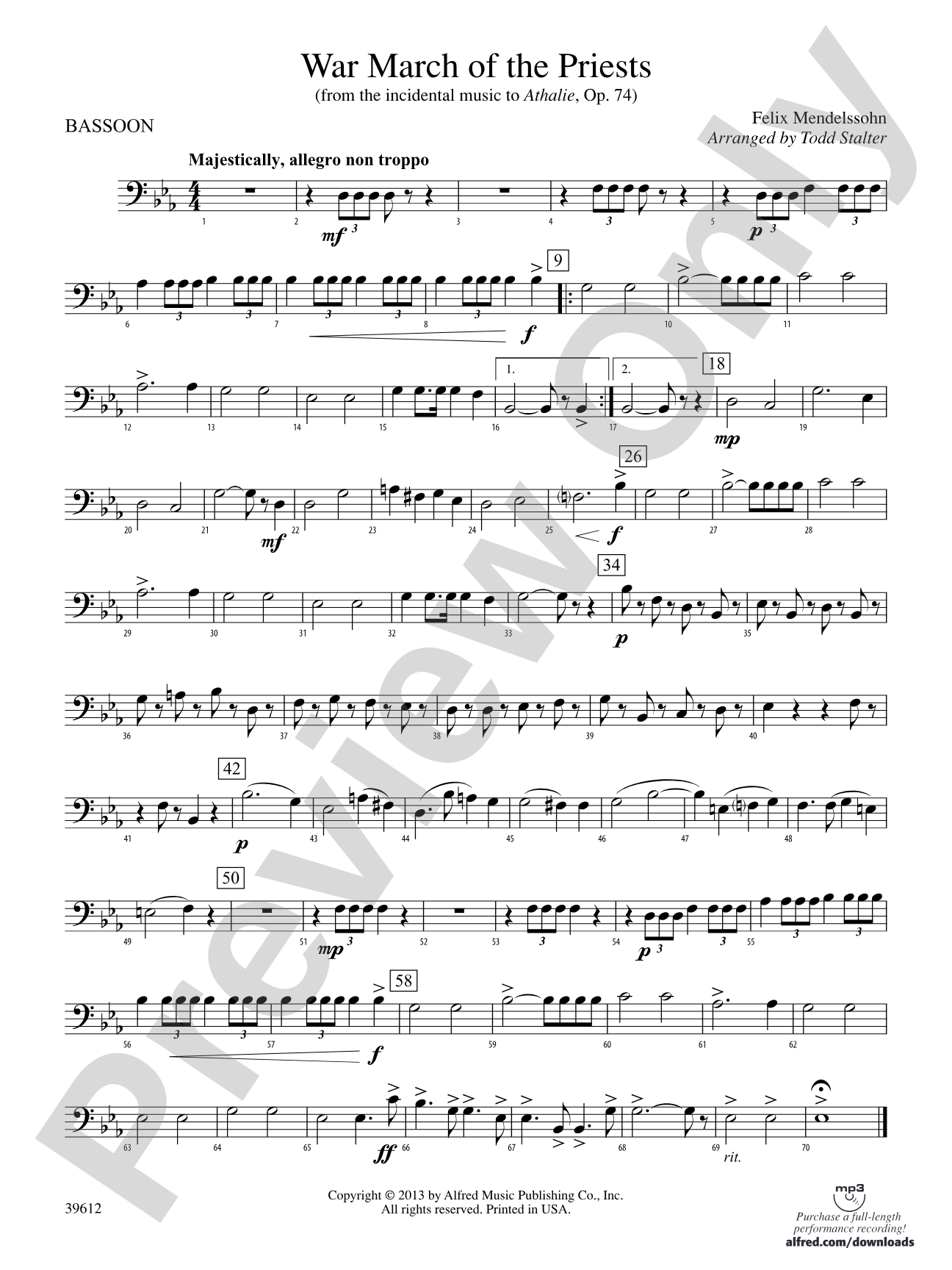 War March of the Priests: Bassoon