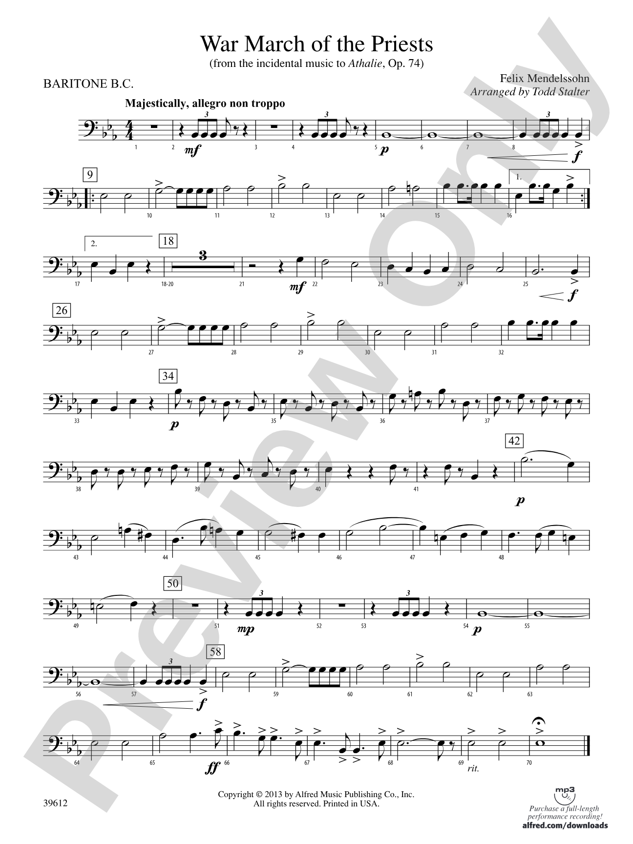 War March of the Priests: Baritone B.C.