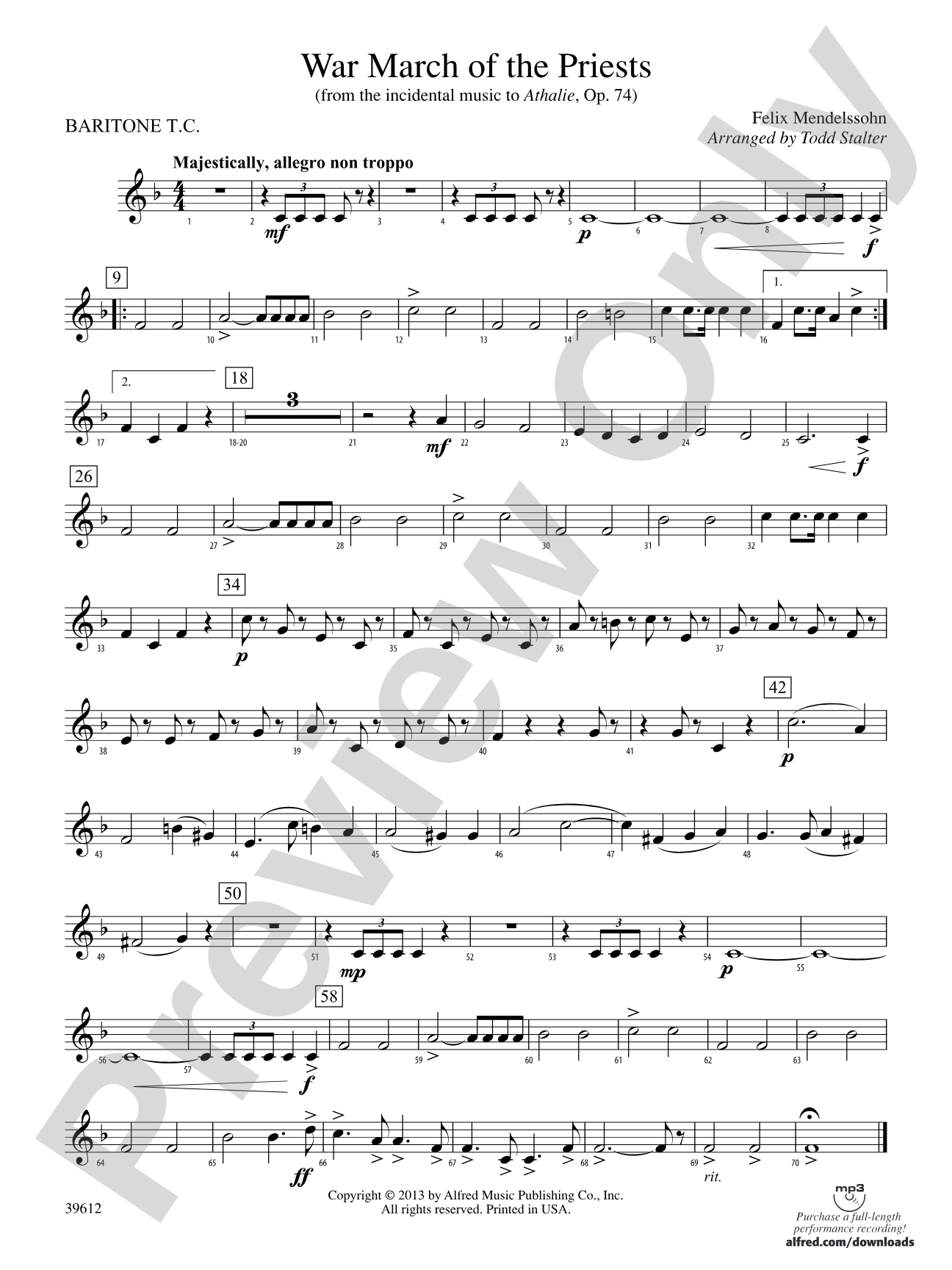 War March of the Priests: Baritone T.C.