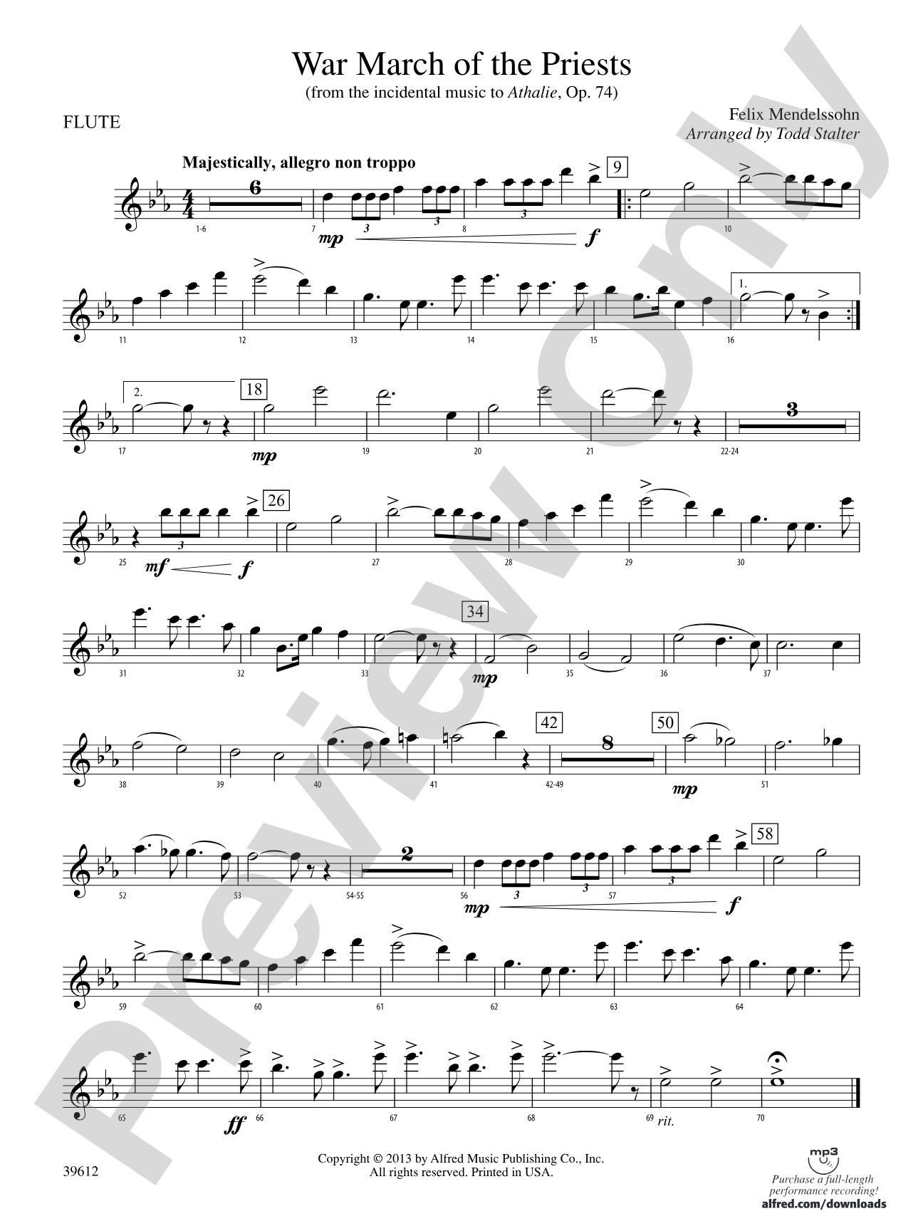 War March of the Priests: Flute