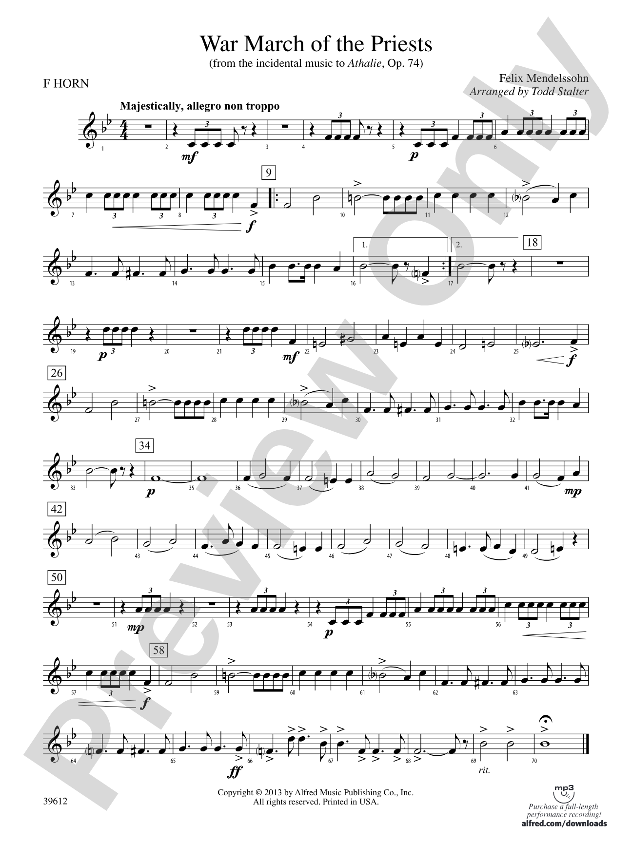 War March of the Priests: 1st F Horn