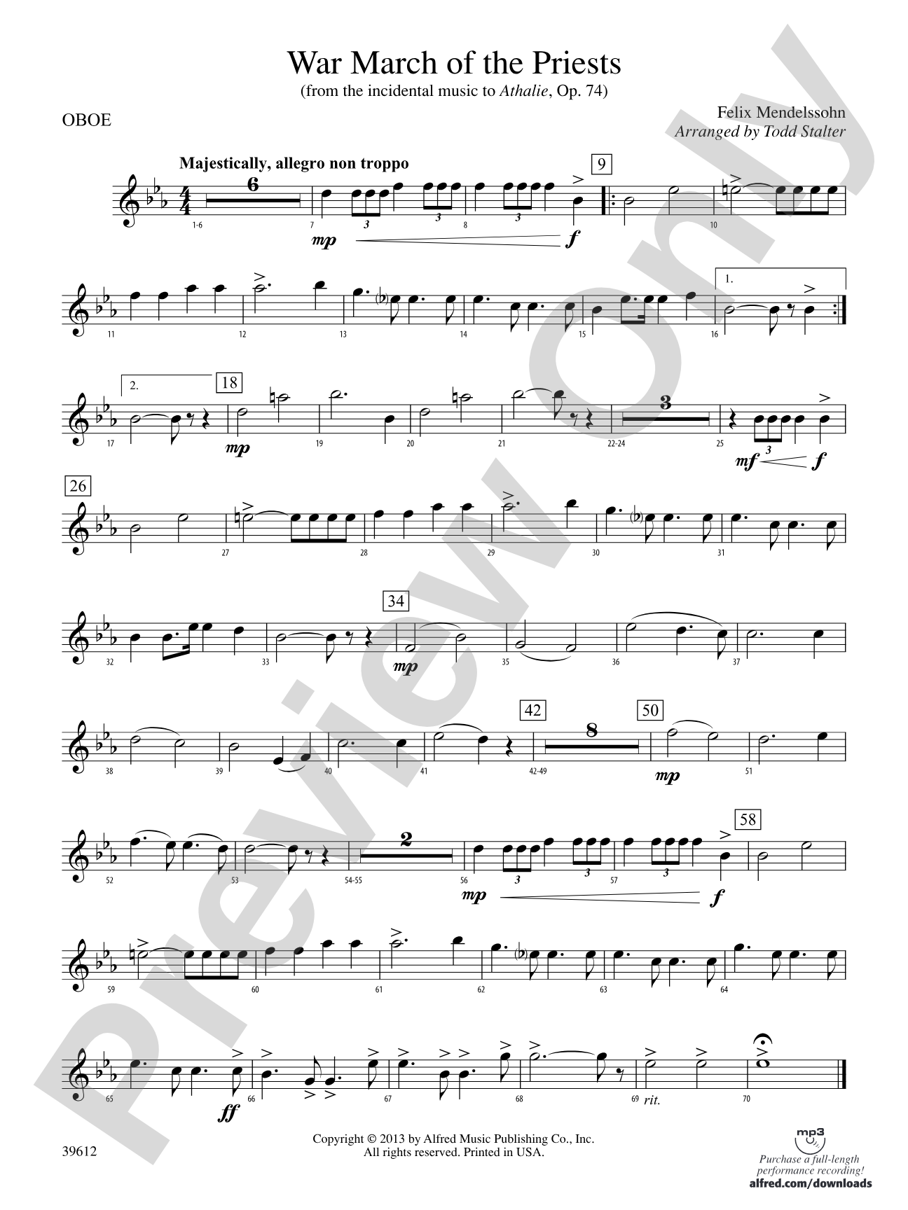 War March of the Priests: Oboe