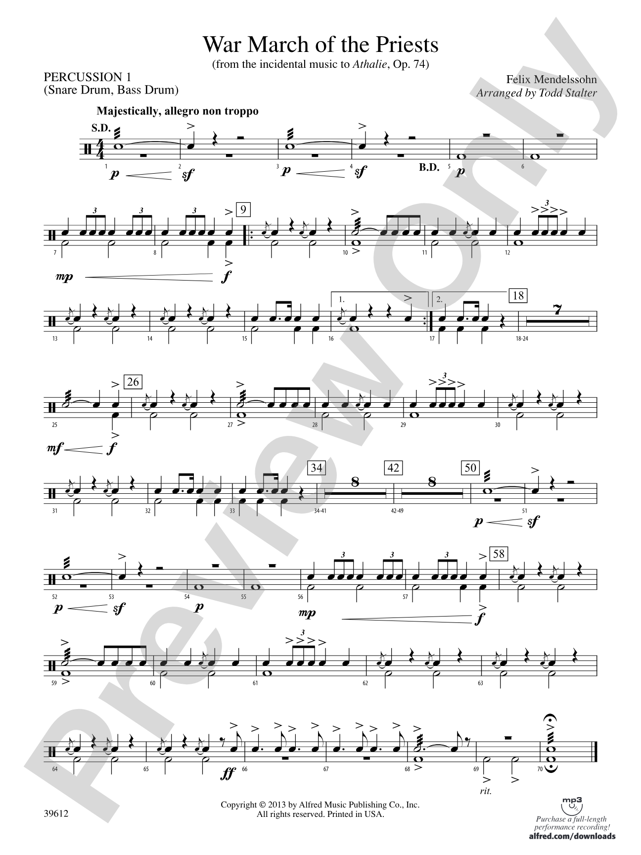 War March of the Priests: 1st Percussion