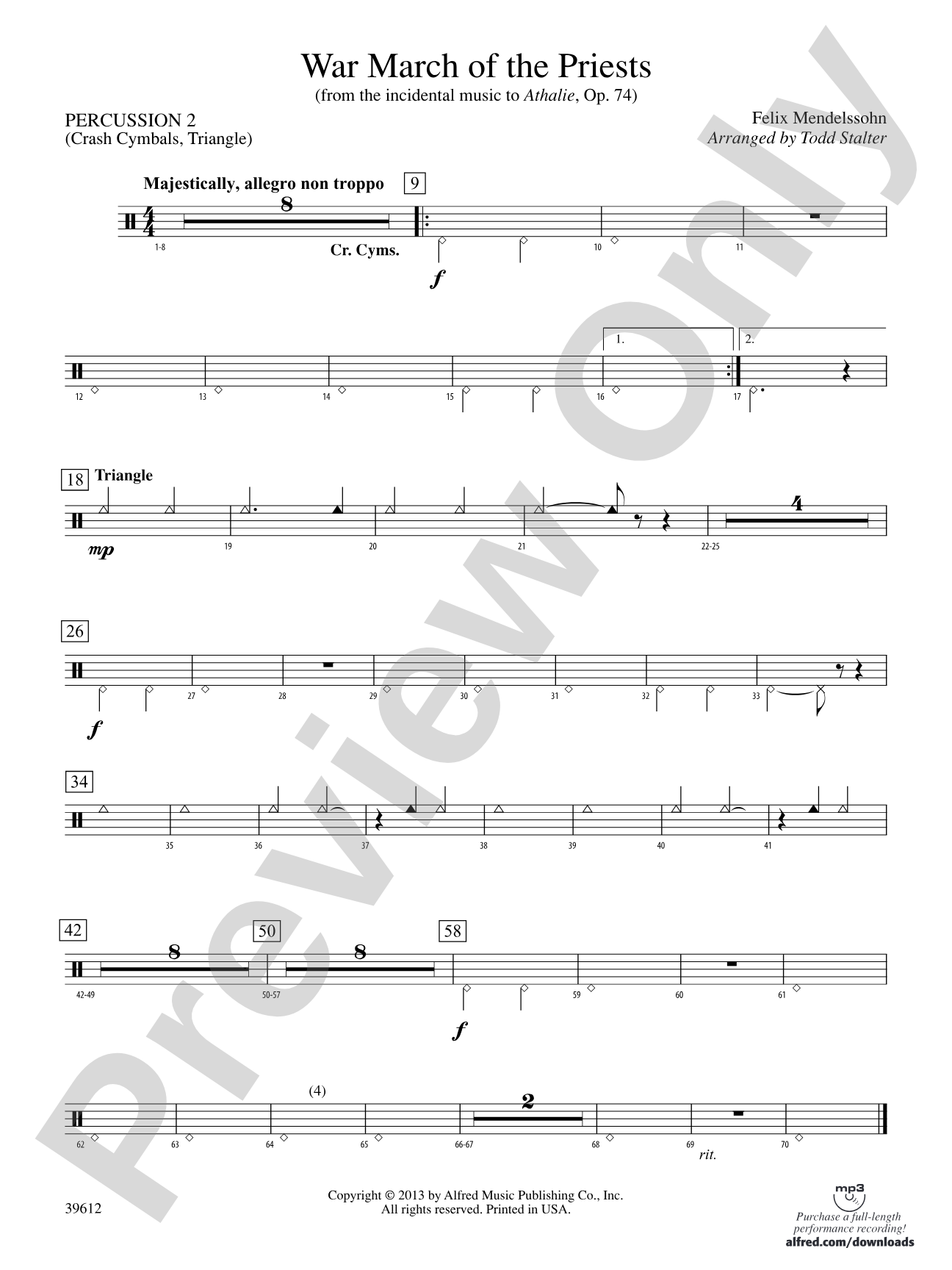 War March of the Priests: 2nd Percussion
