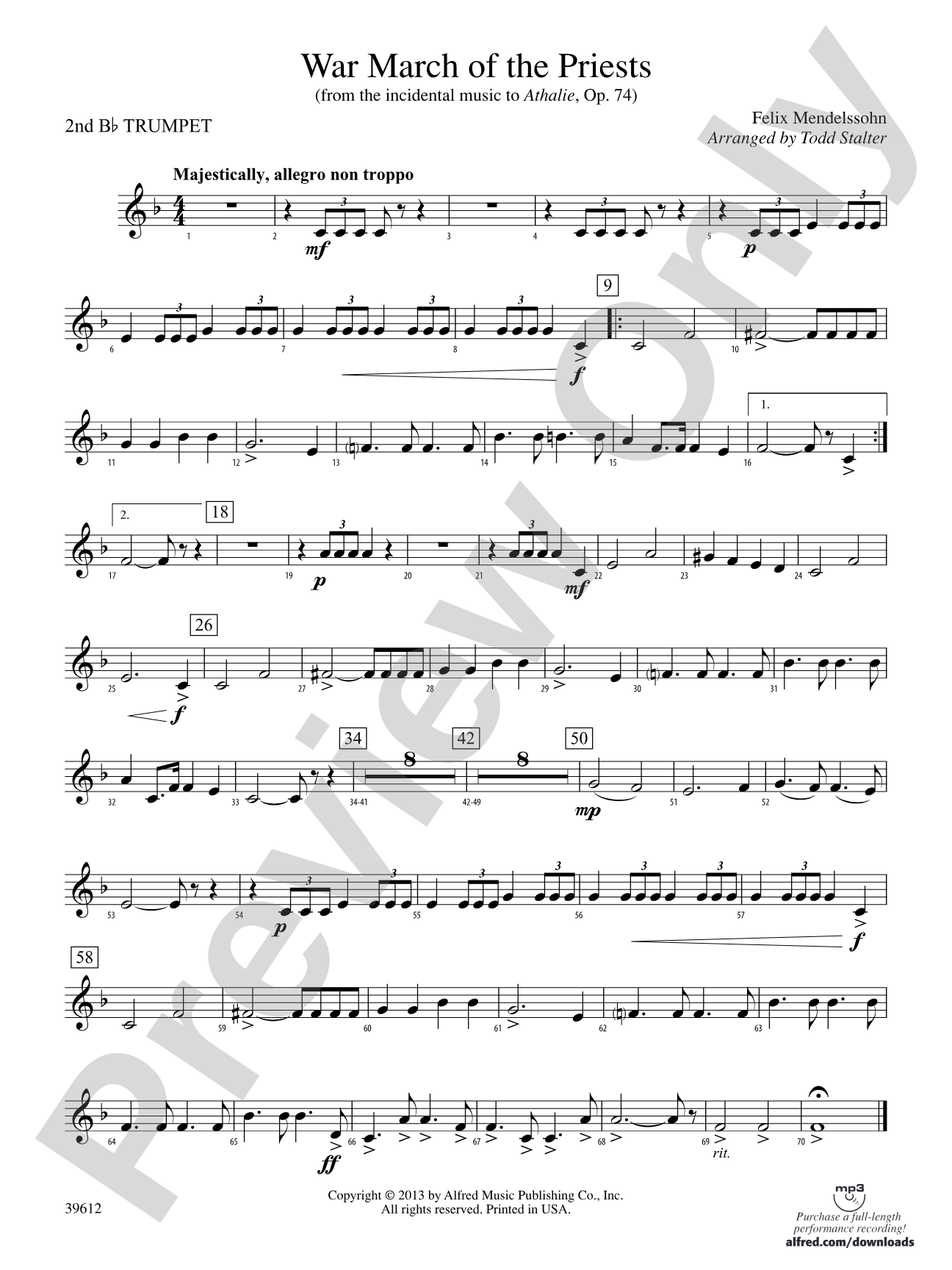 War March of the Priests: 2nd B-flat Trumpet
