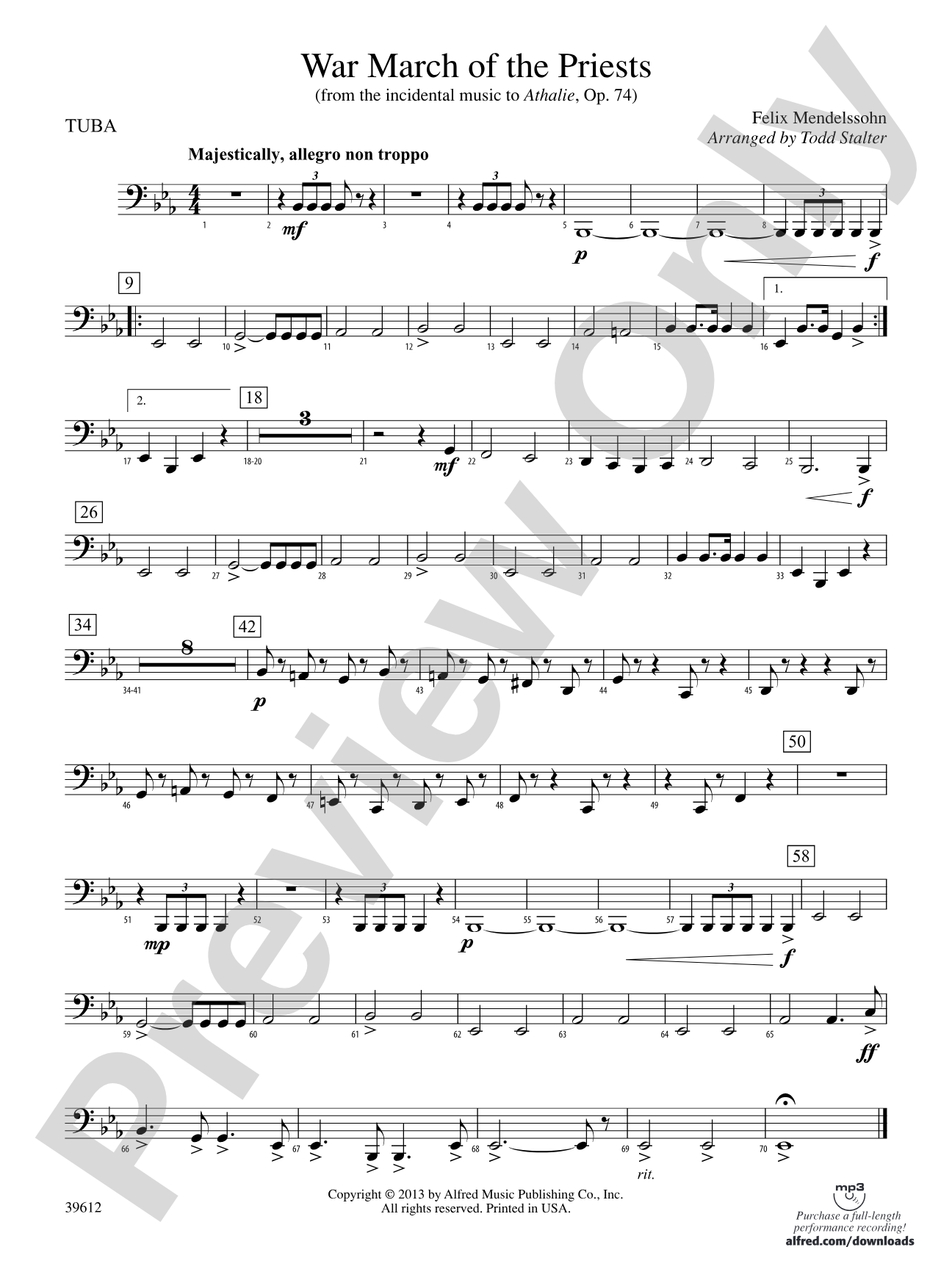 War March of the Priests: Tuba