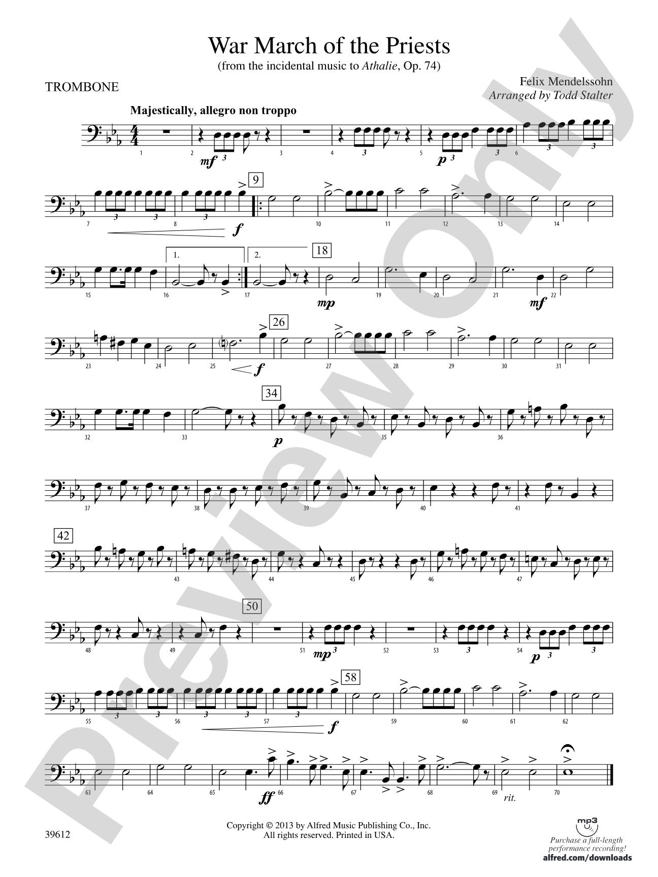 War March of the Priests: 1st Trombone
