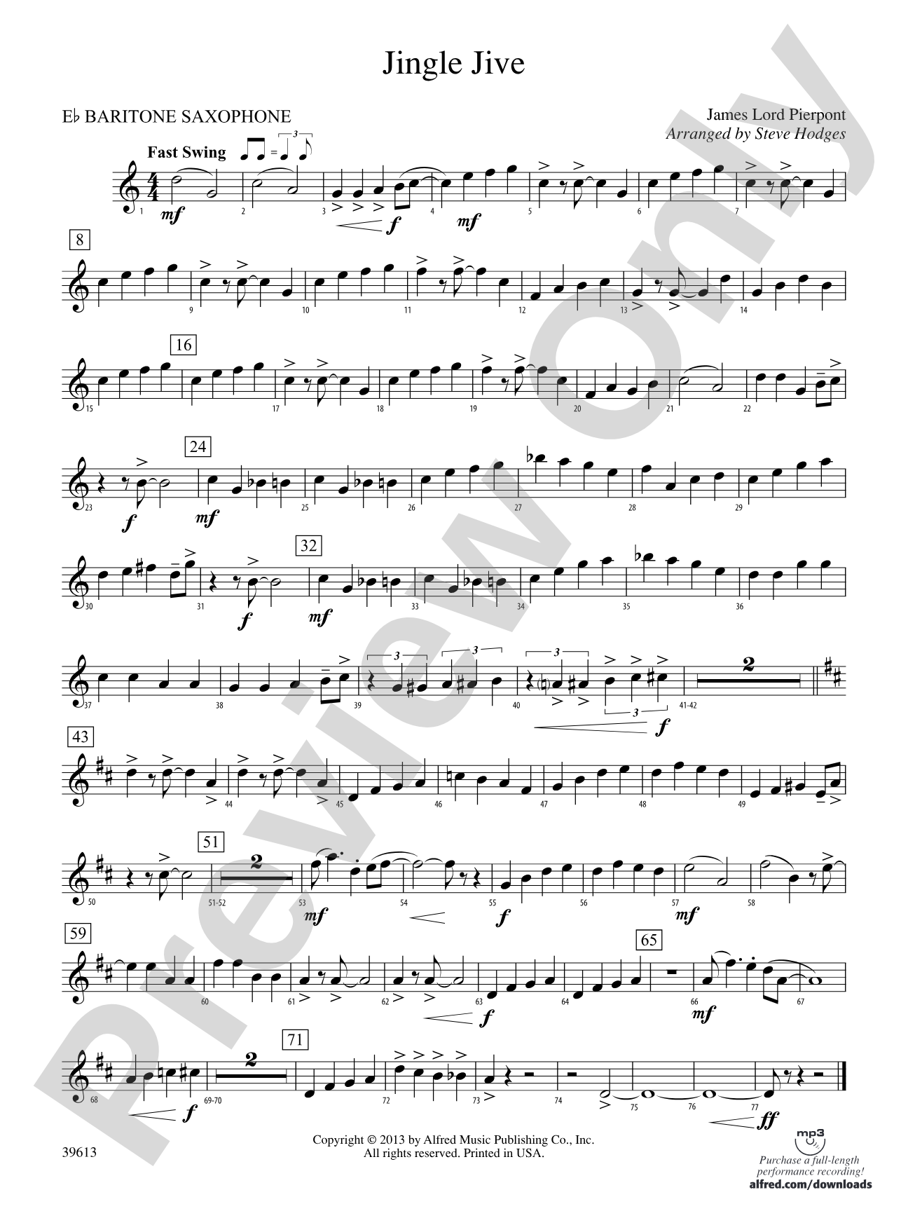 Jingle Jive: E-flat Baritone Saxophone