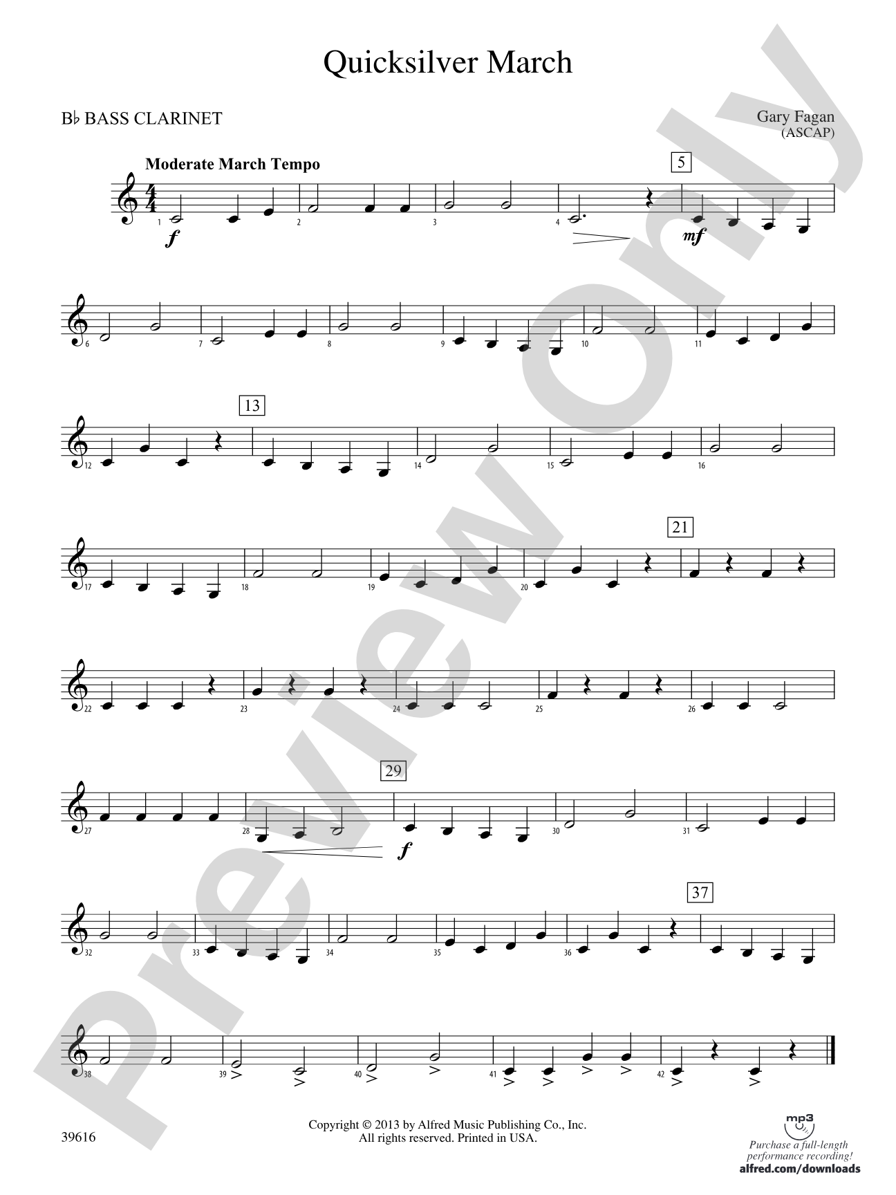 Quicksilver March: B-flat Bass Clarinet