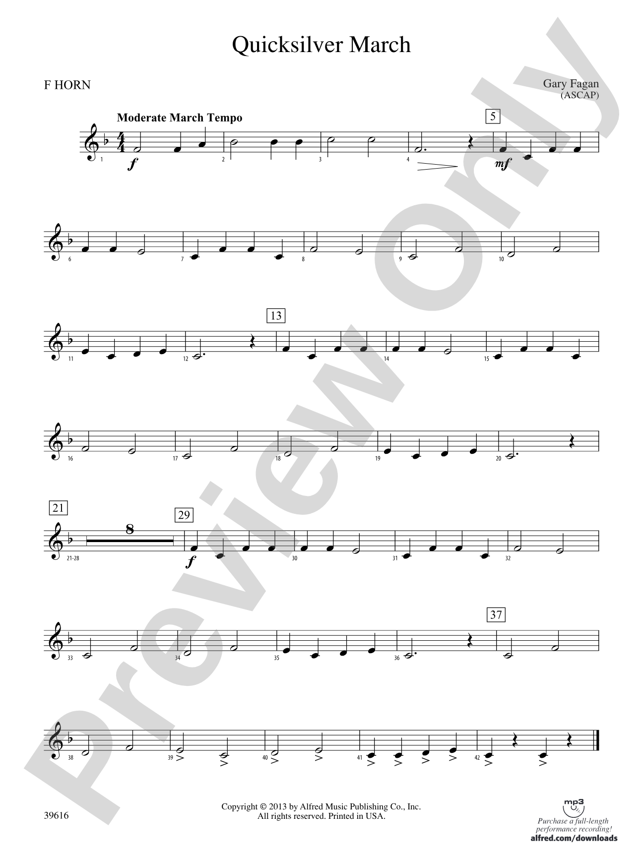 Quicksilver March: 1st F Horn