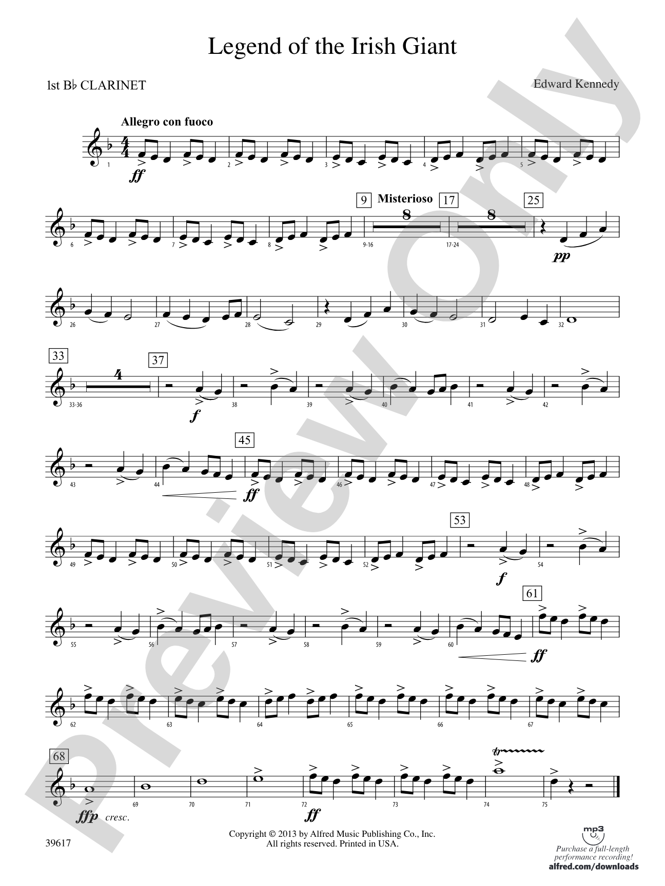 Legend of the Irish Giant: 1st B-flat Clarinet