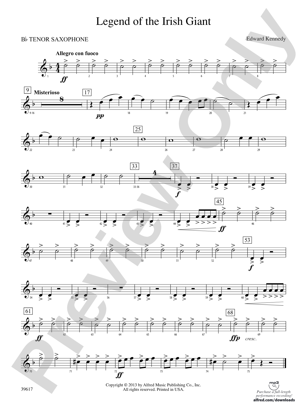 Legend of the Irish Giant: B-flat Tenor Saxophone