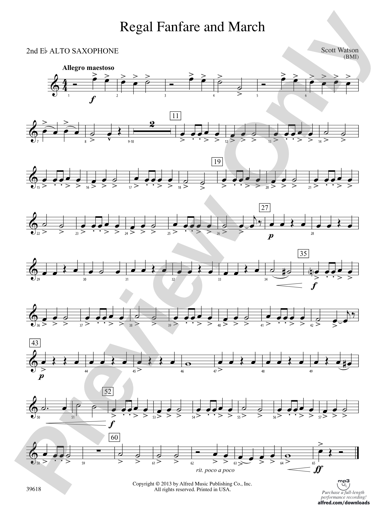 Regal Fanfare and March: 2nd E-flat Alto Saxophone