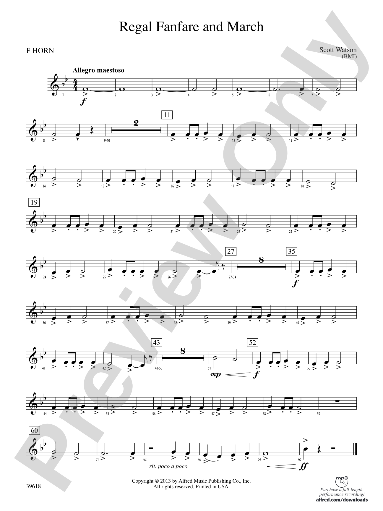 Regal Fanfare and March: 1st F Horn
