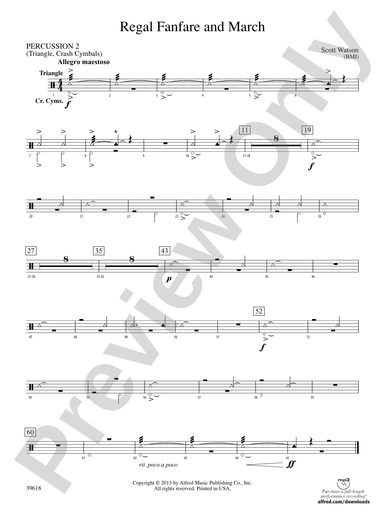 Regal Fanfare and March: 2nd Percussion