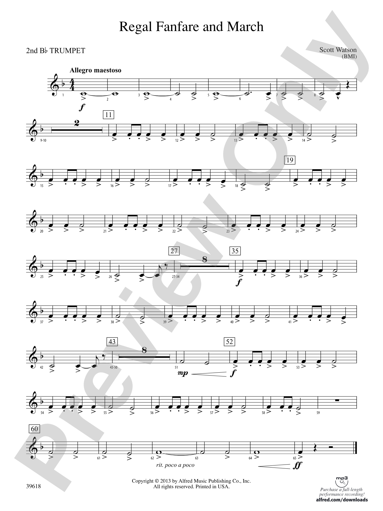 Regal Fanfare and March: 2nd B-flat Trumpet