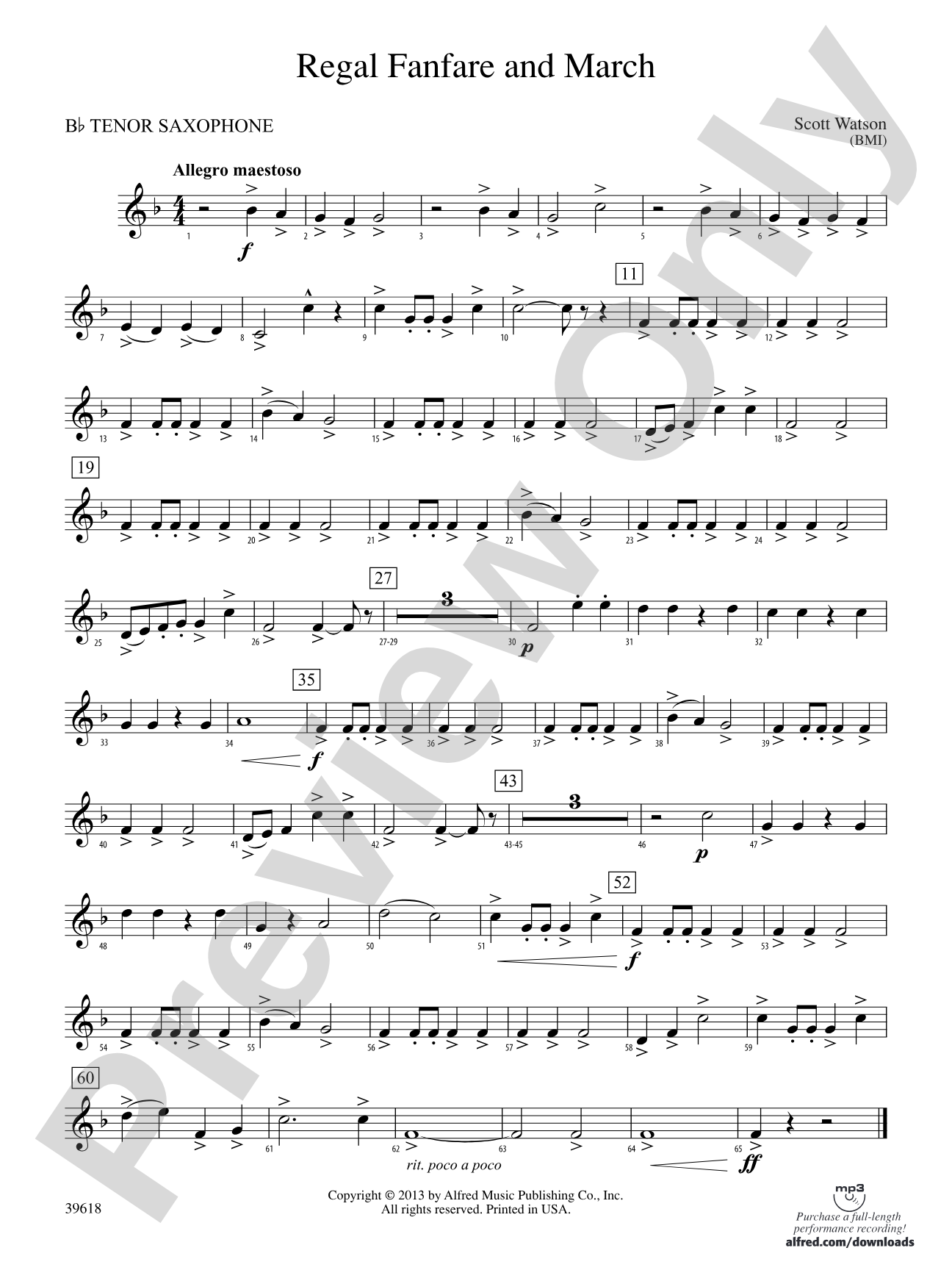 Regal Fanfare and March: B-flat Tenor Saxophone