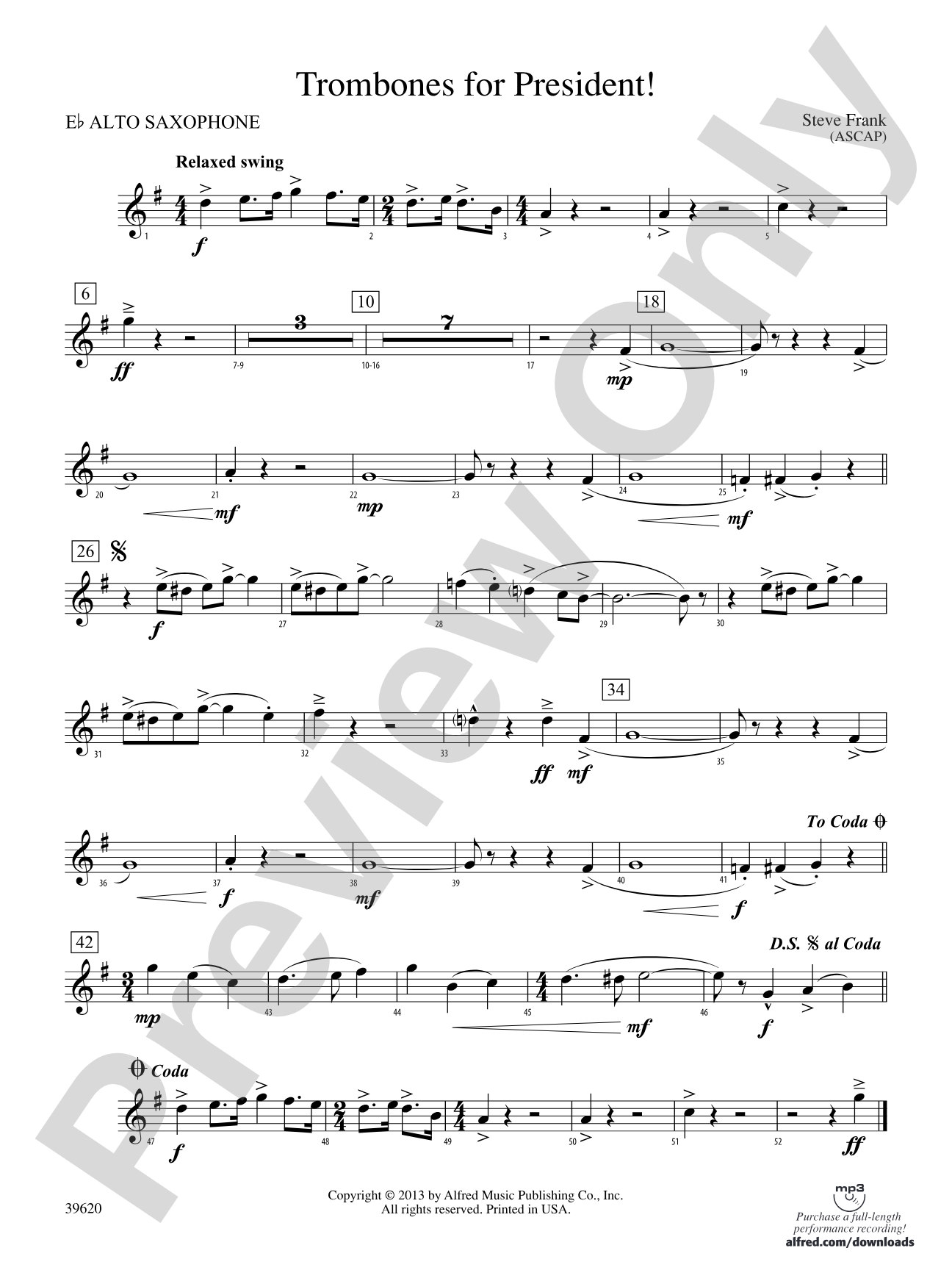 Trombones for President!: E-flat Alto Saxophone
