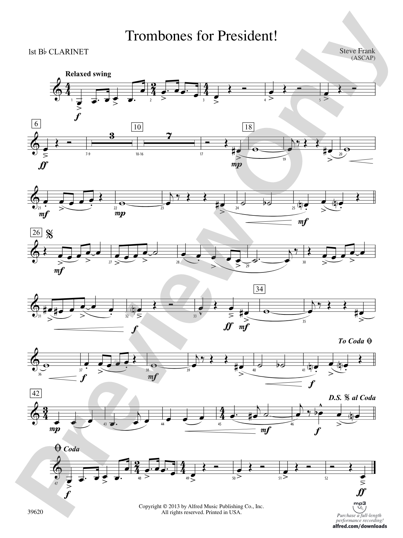 Trombones for President!: 1st B-flat Clarinet
