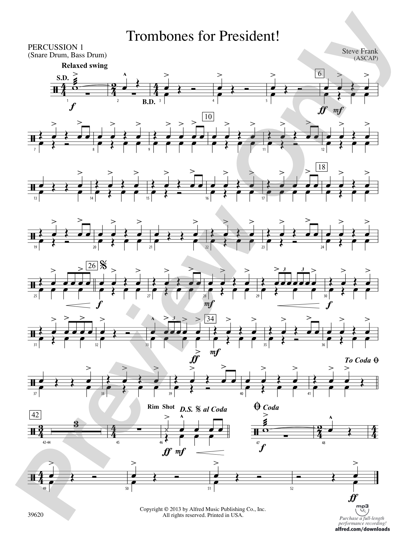 Trombones for President!: 1st Percussion
