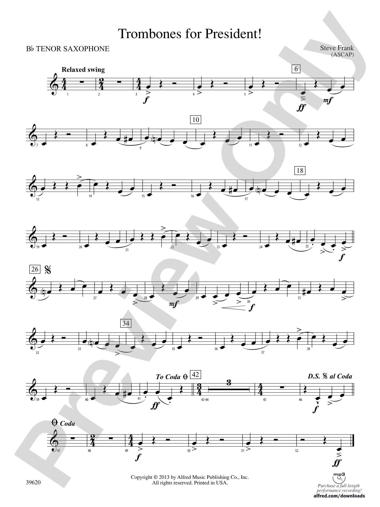 Trombones for President!: B-flat Tenor Saxophone