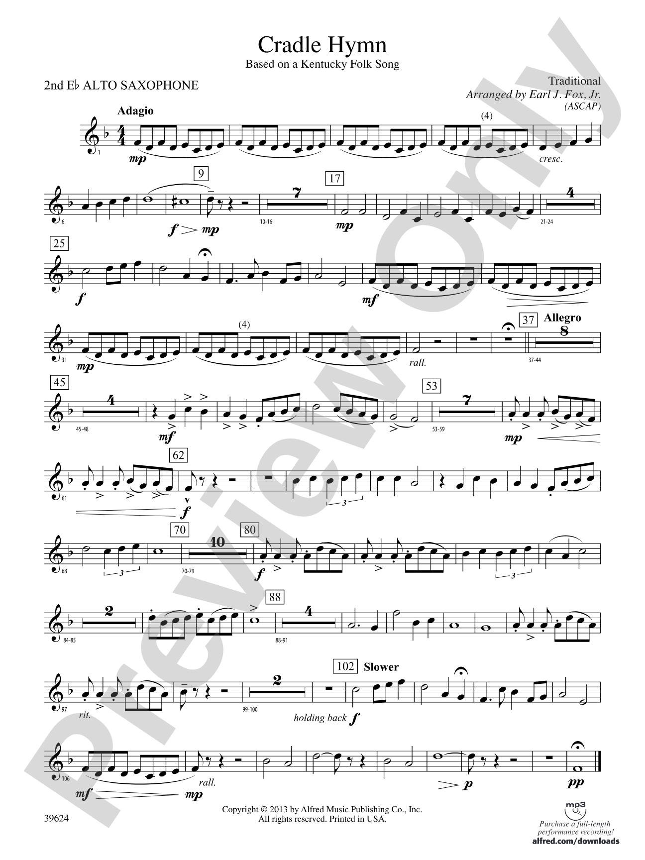 Cradle Hymn: 2nd E-flat Alto Saxophone