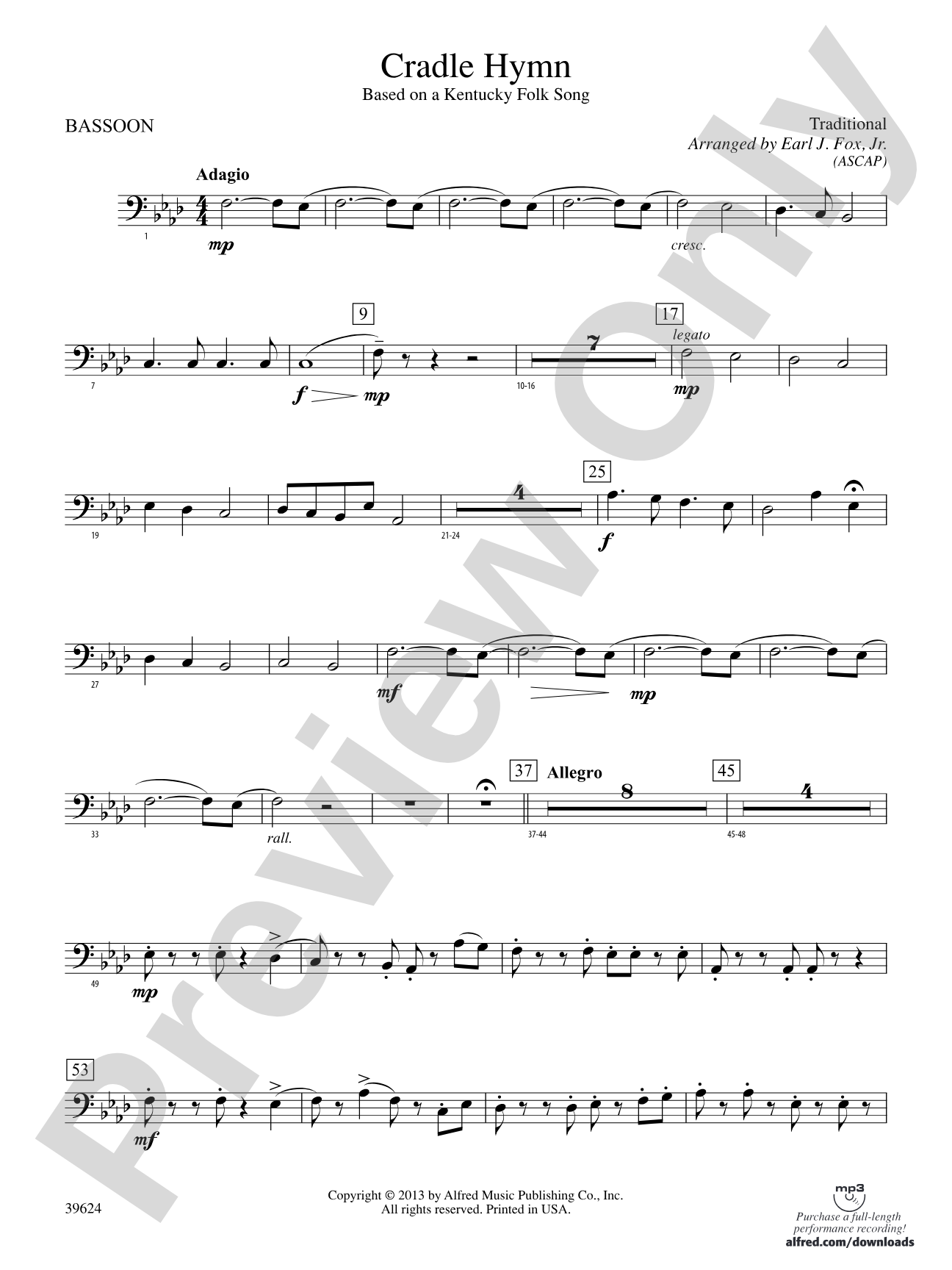 Cradle Hymn: Bassoon
