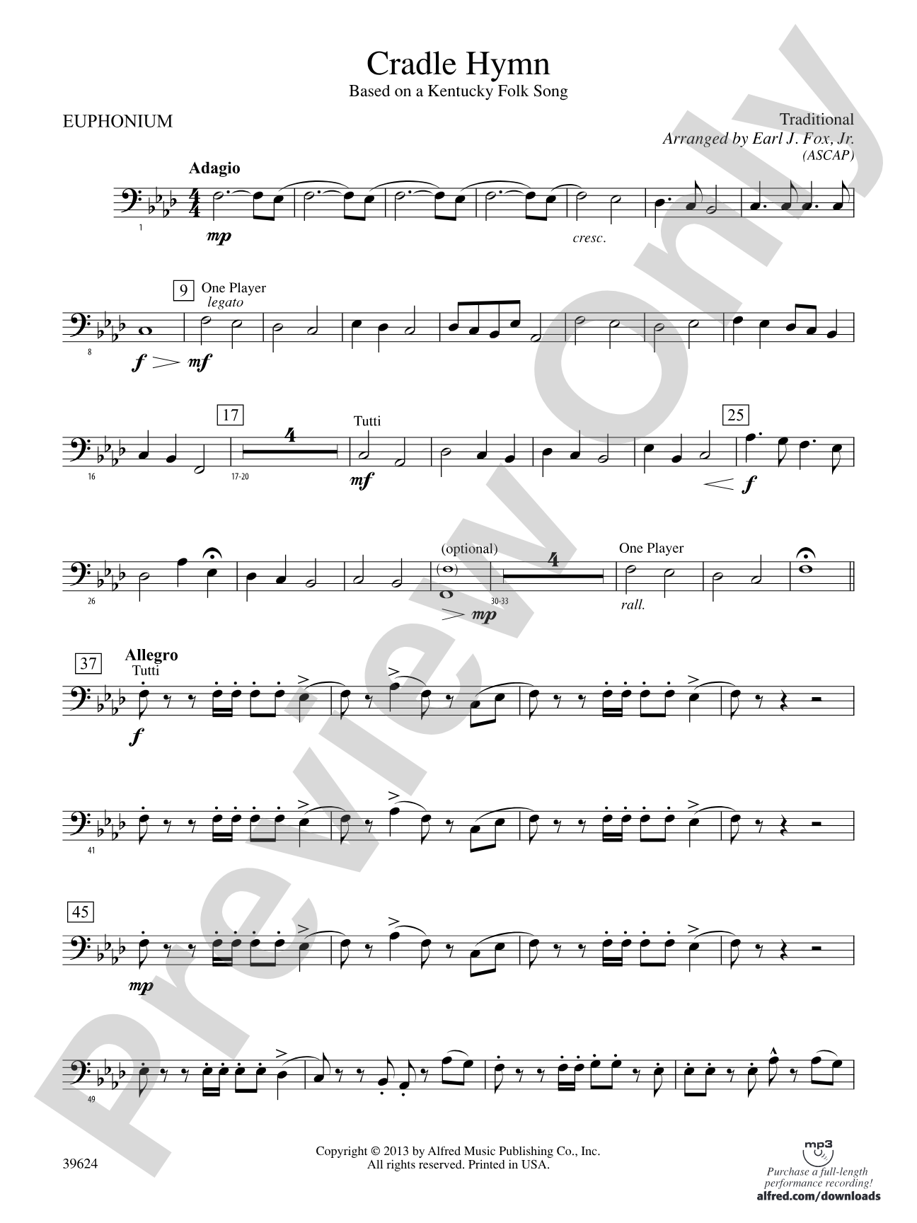 Cradle Hymn: Baritone B.C.