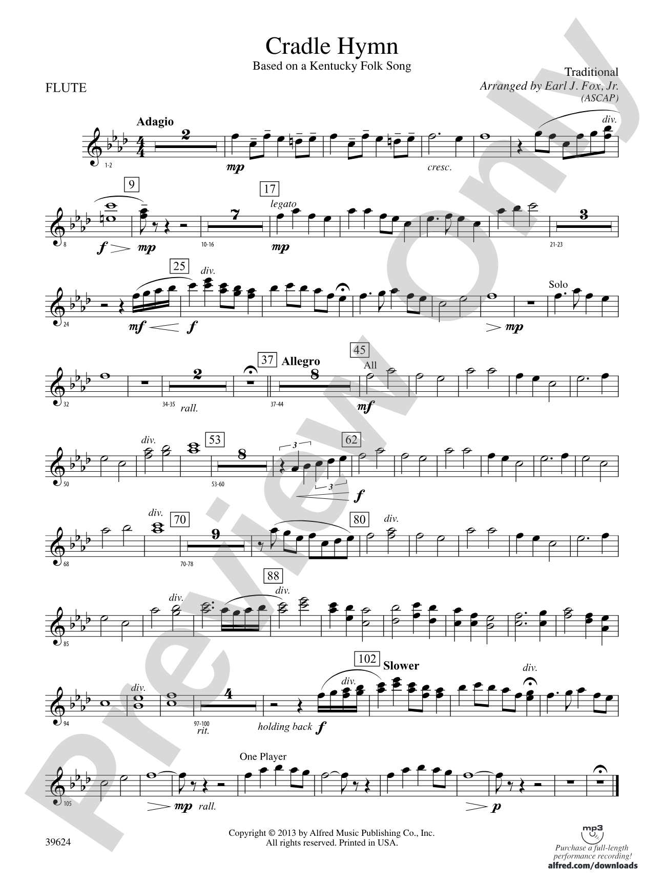 Cradle Hymn: Flute