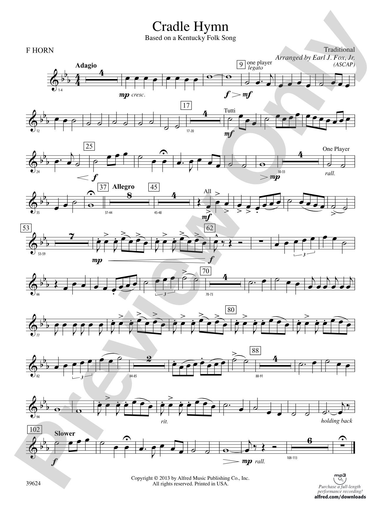 Cradle Hymn: 1st F Horn