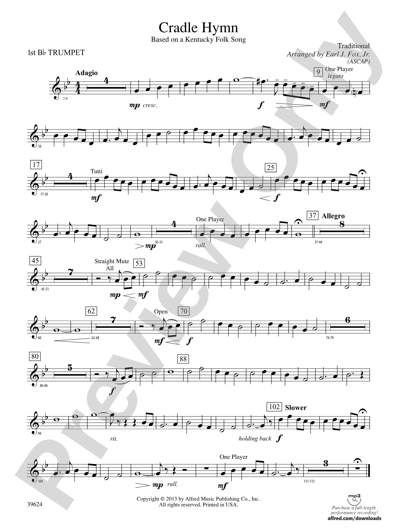 Cradle Hymn: 1st B-flat Trumpet