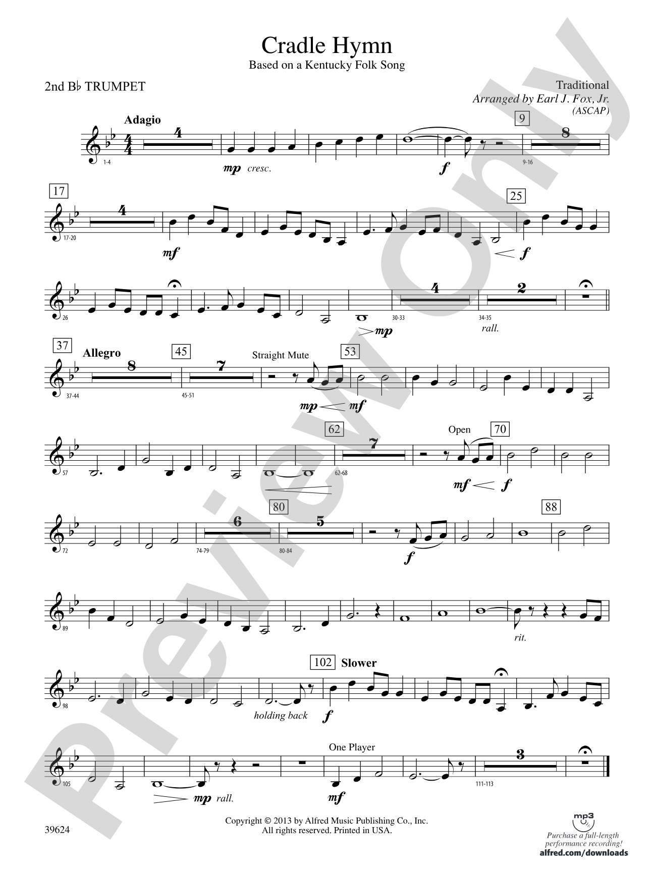 Cradle Hymn: 2nd B-flat Trumpet