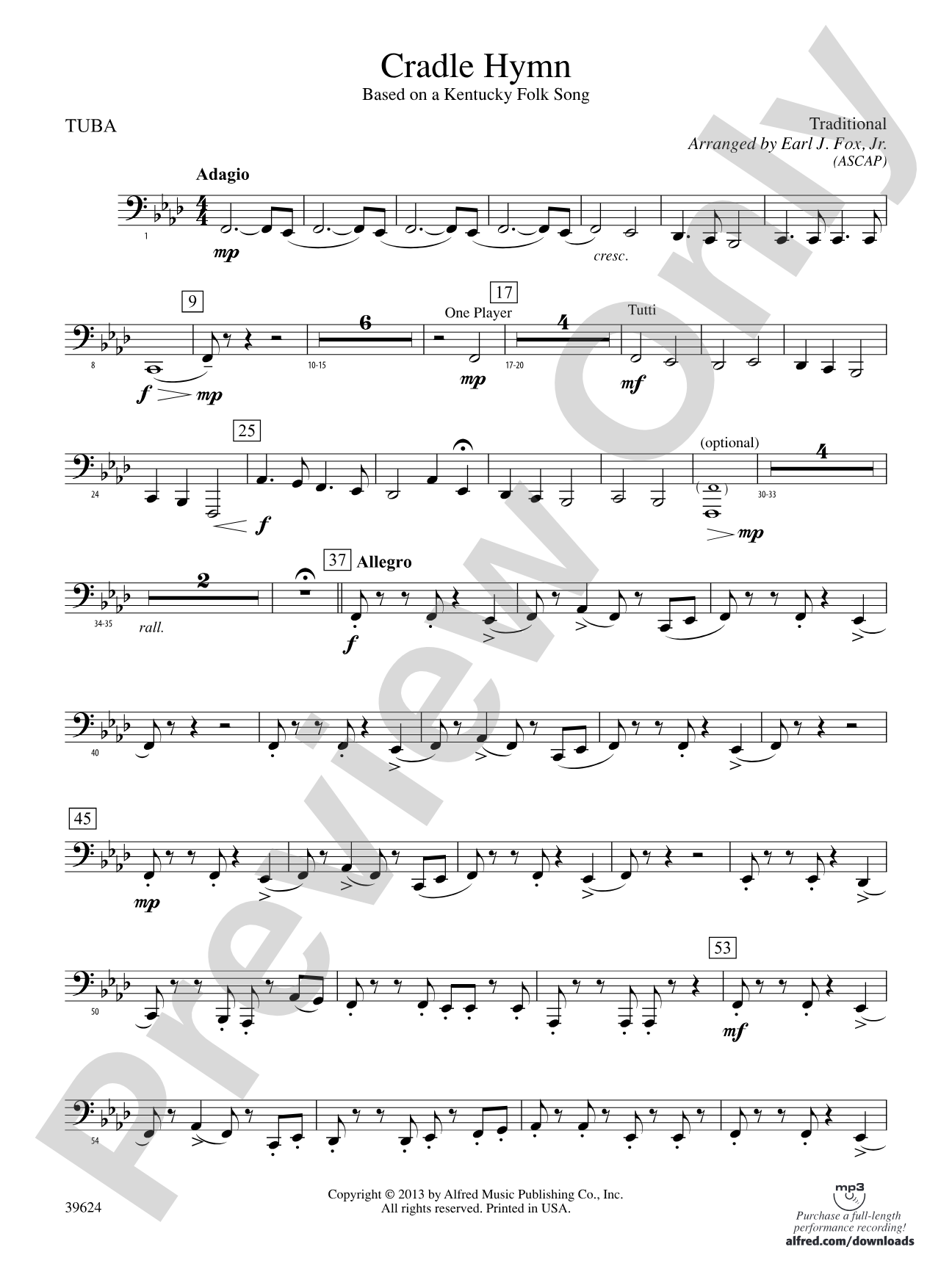 Cradle Hymn: Tuba