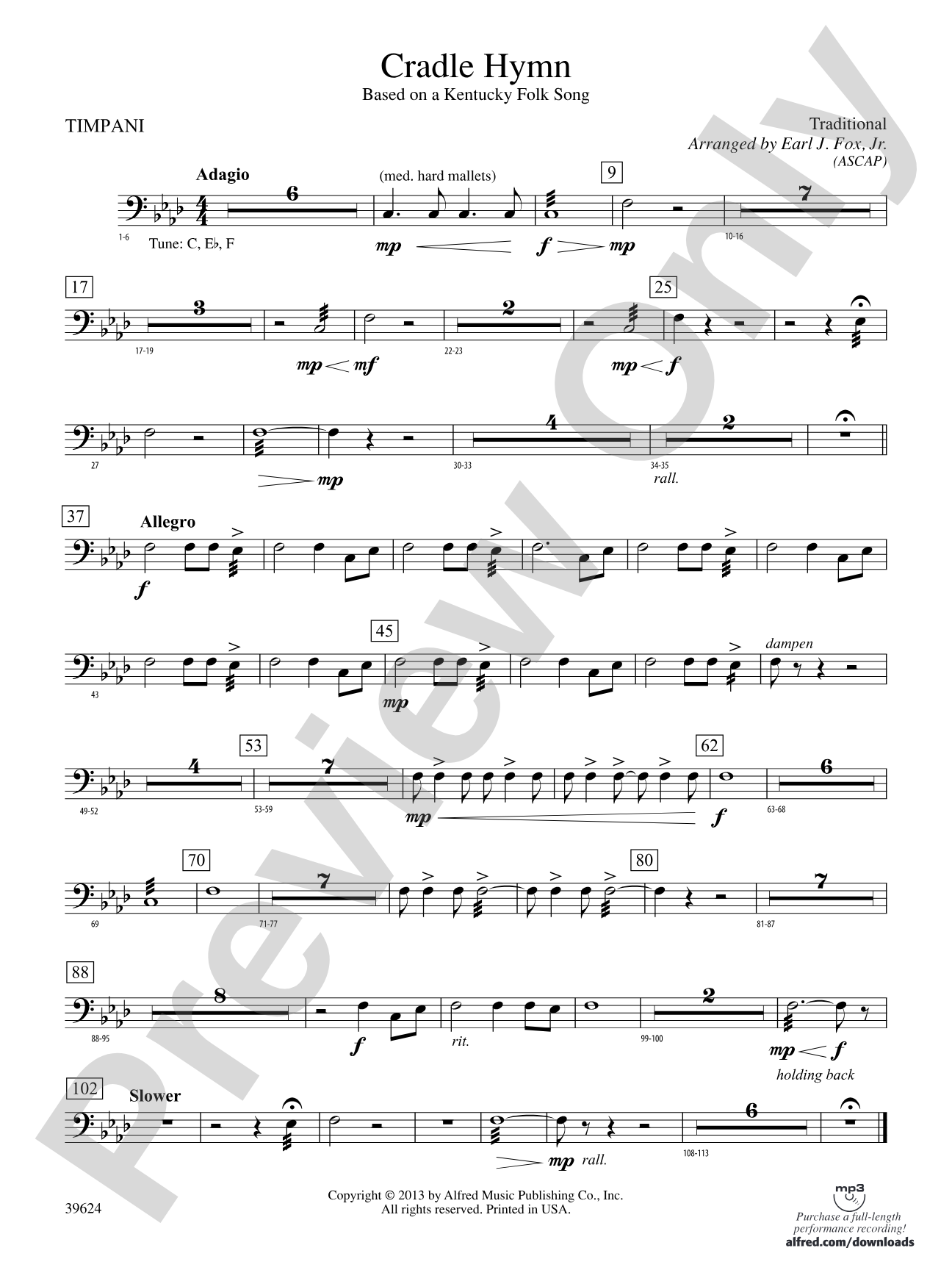 Cradle Hymn: Timpani