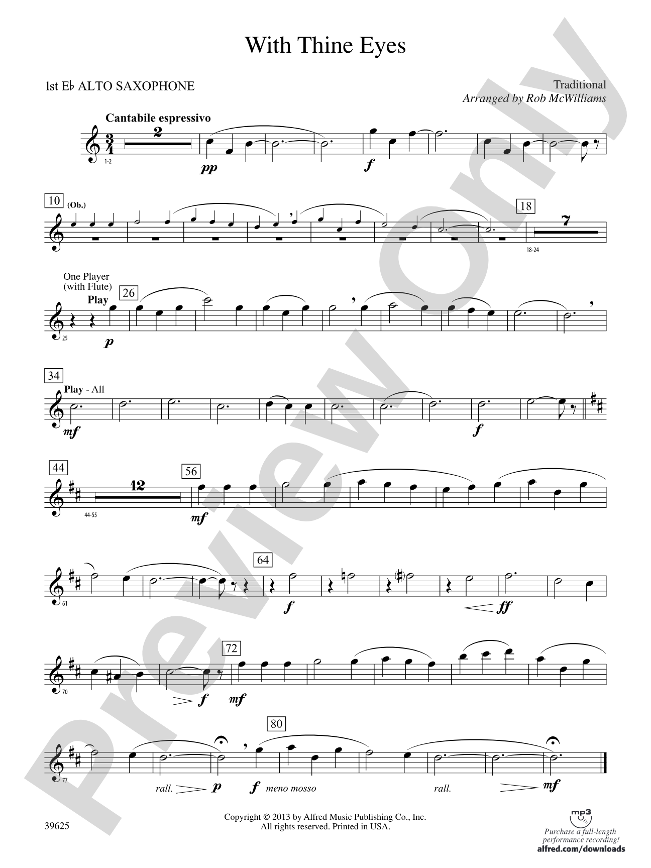 With Thine Eyes: E-flat Alto Saxophone