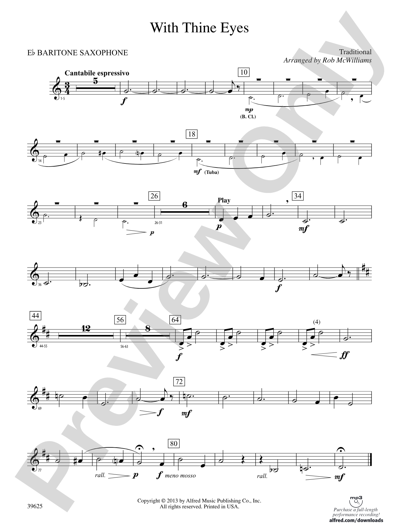 With Thine Eyes: E-flat Baritone Saxophone