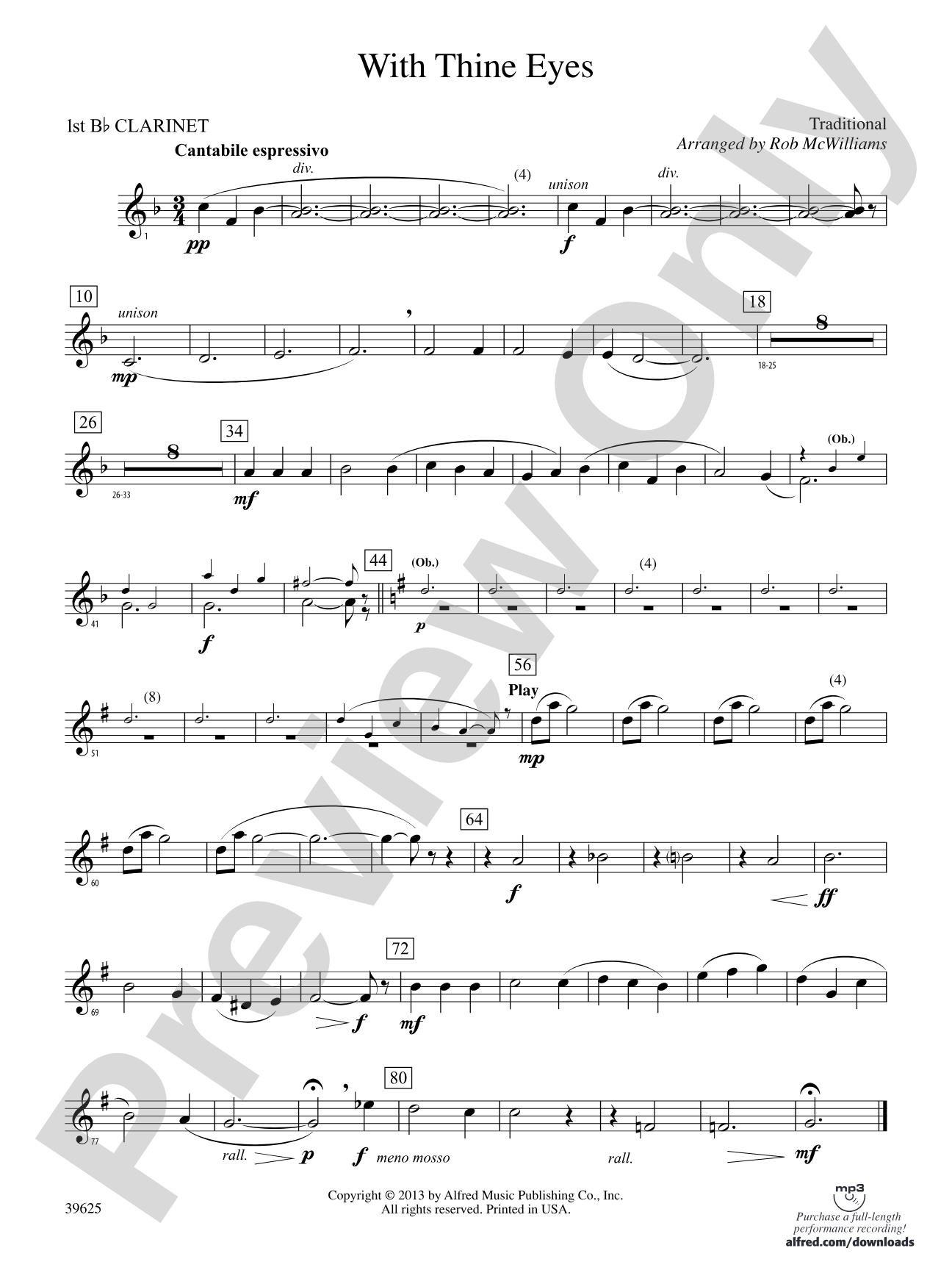 With Thine Eyes: 1st B-flat Clarinet