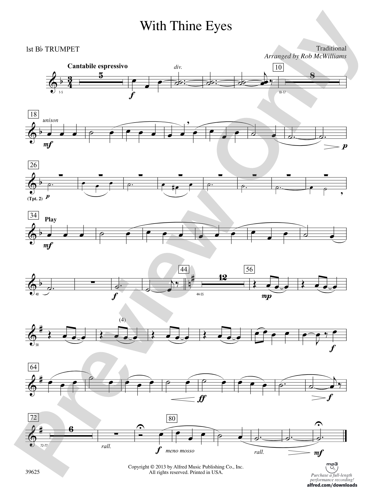 With Thine Eyes: 1st B-flat Trumpet