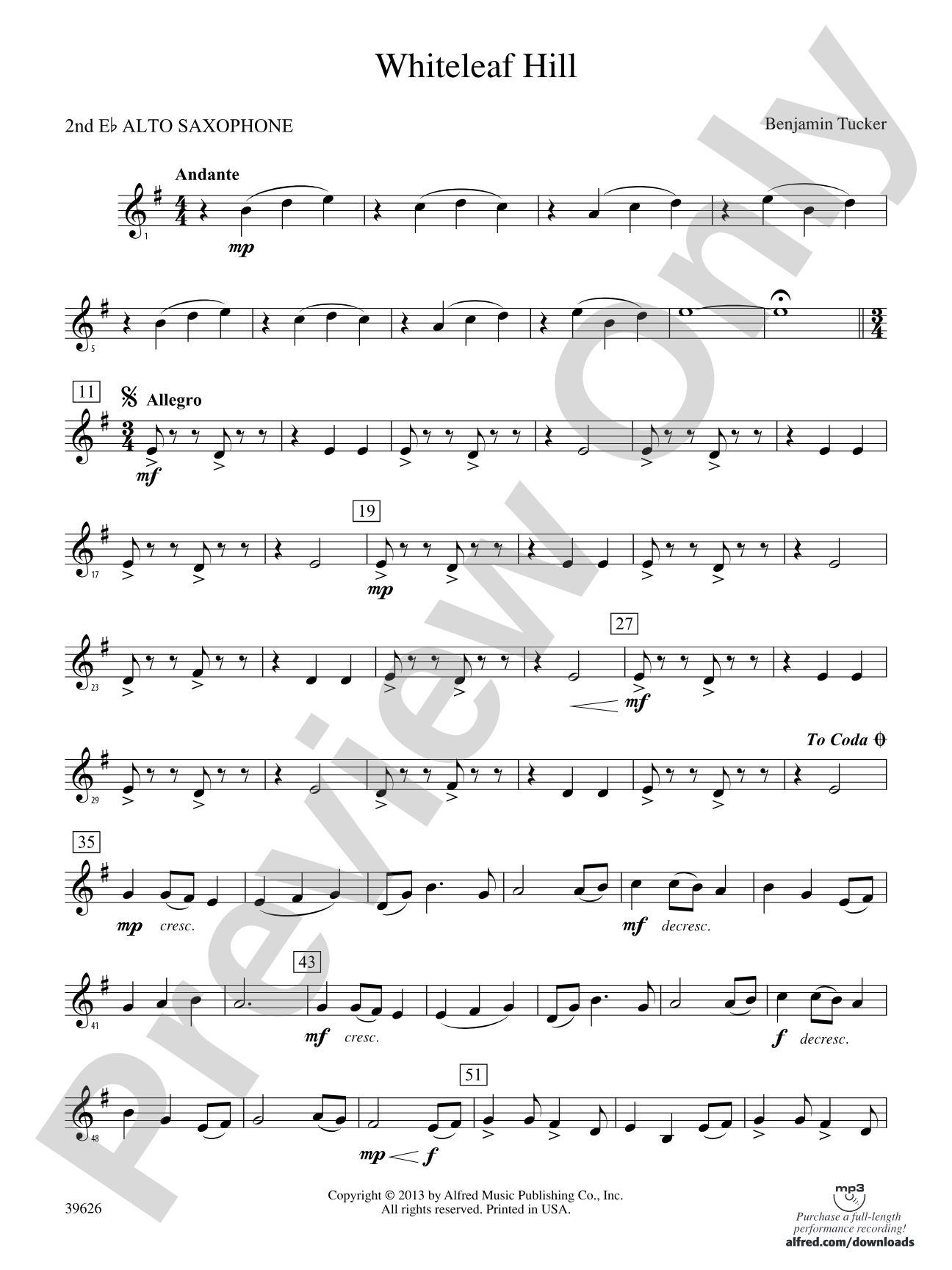 Whiteleaf Hill: 2nd E-flat Alto Saxophone