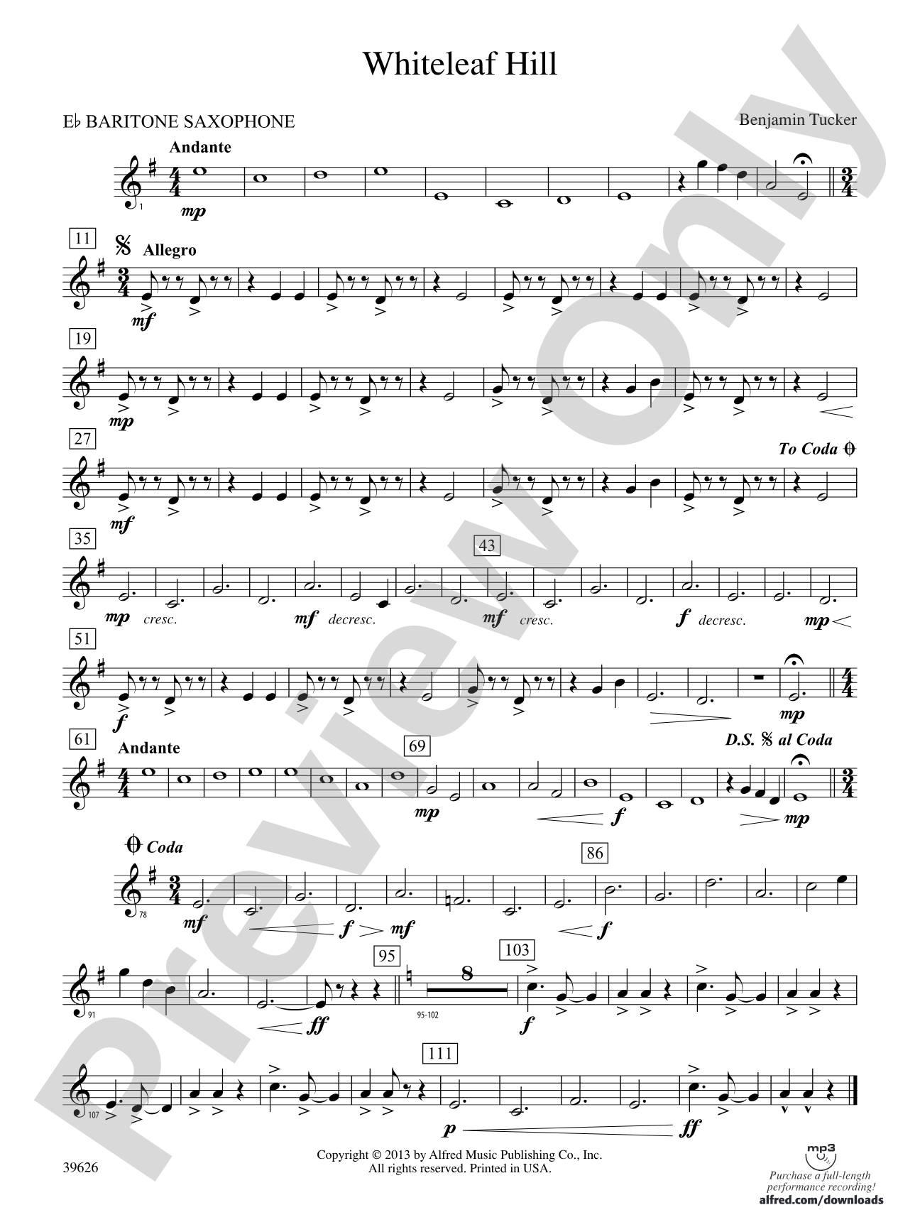 Whiteleaf Hill: E-flat Baritone Saxophone