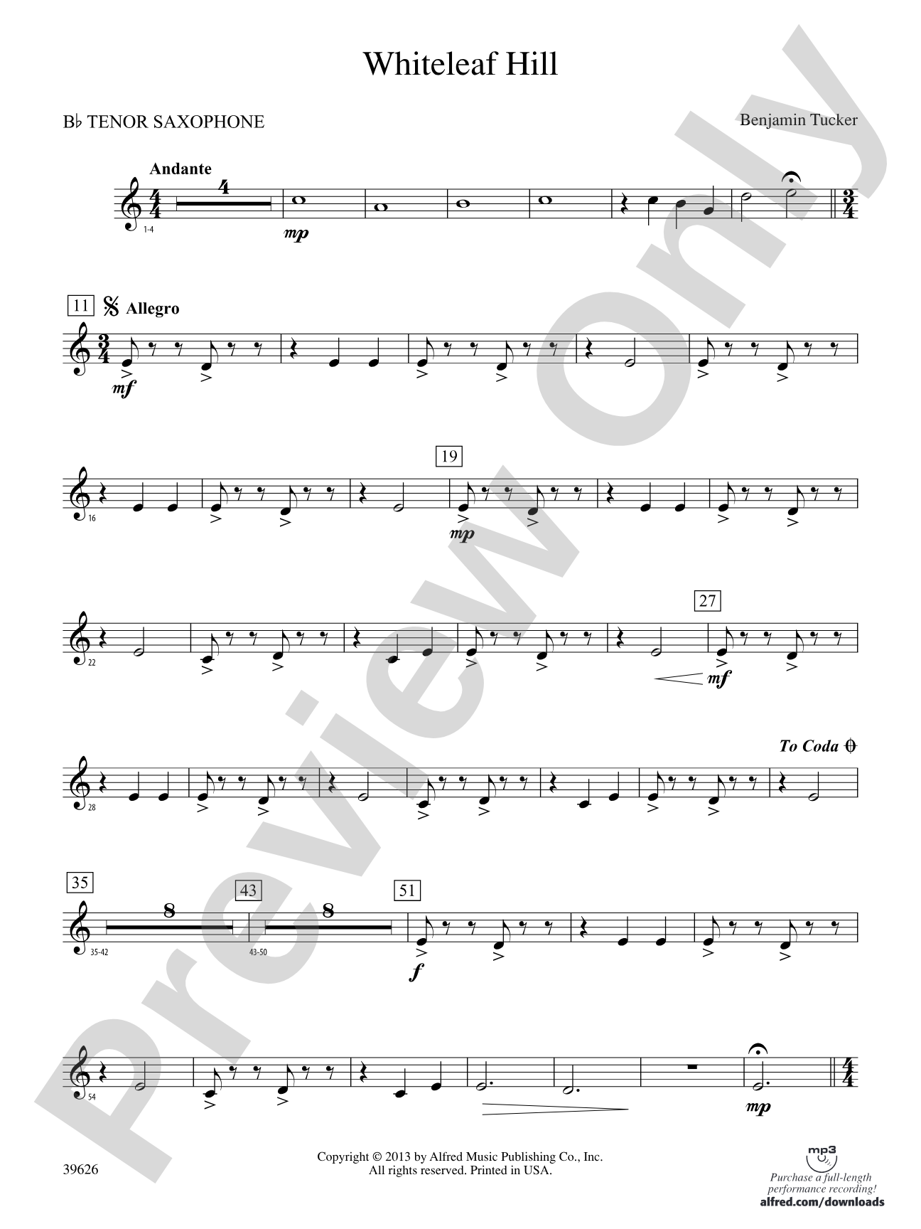 Whiteleaf Hill: B-flat Tenor Saxophone