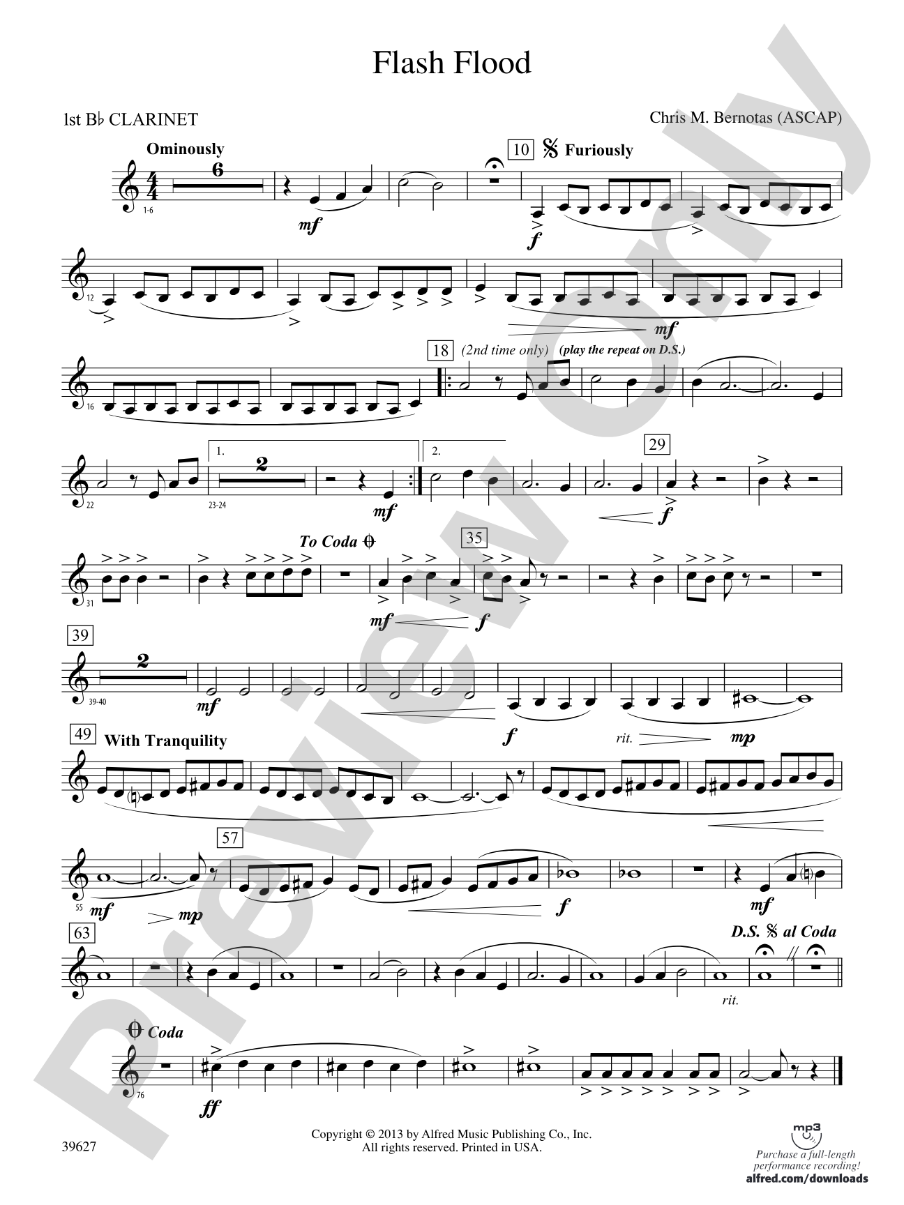 Flash Flood: 1st B-flat Clarinet