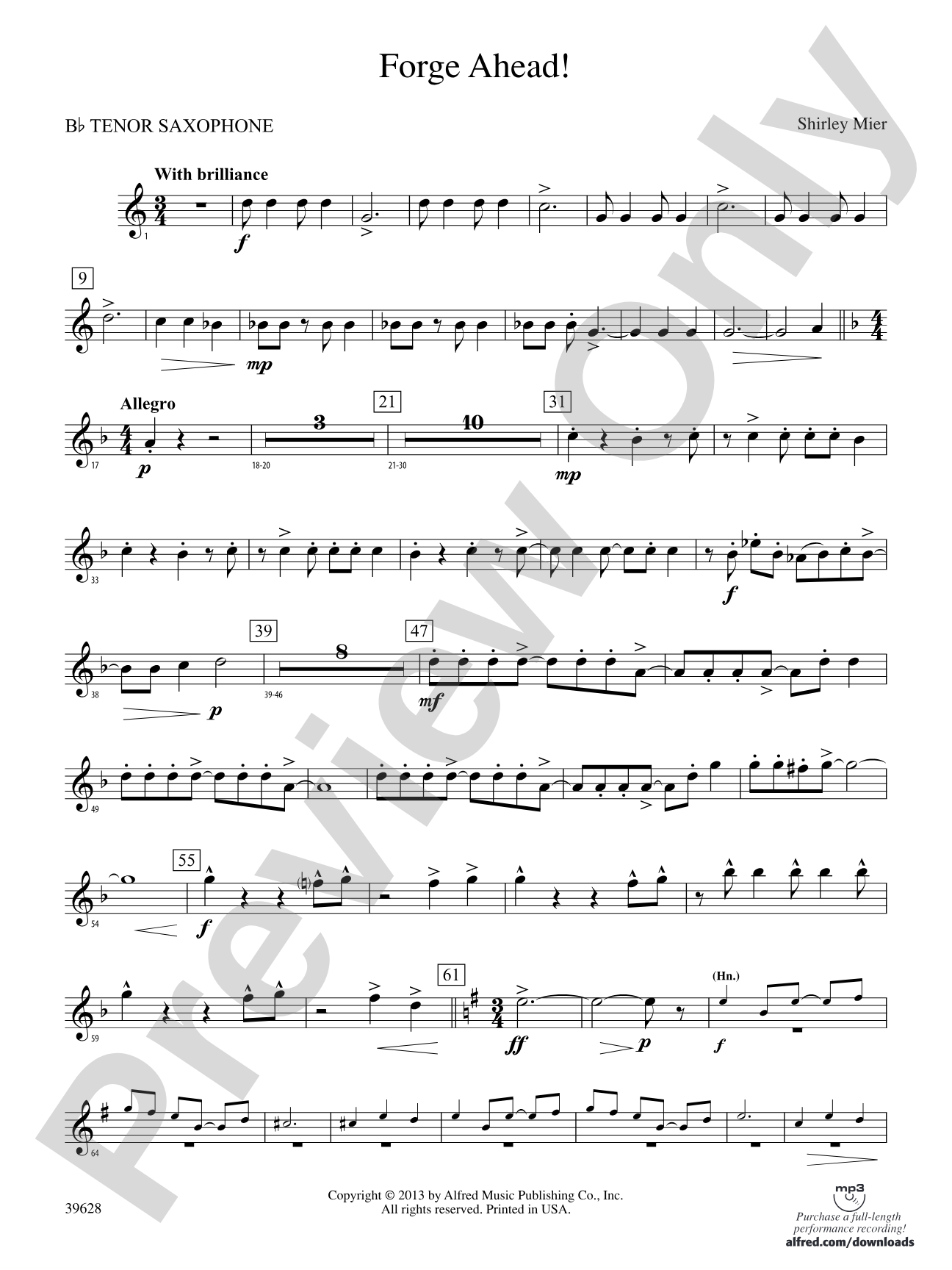 Forge Ahead!: B-flat Tenor Saxophone