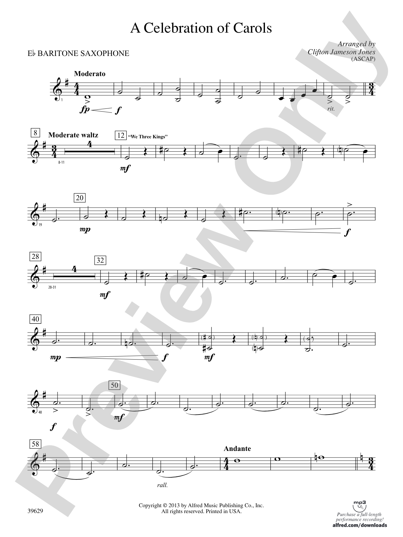 A Celebration of Carols: E-flat Baritone Saxophone